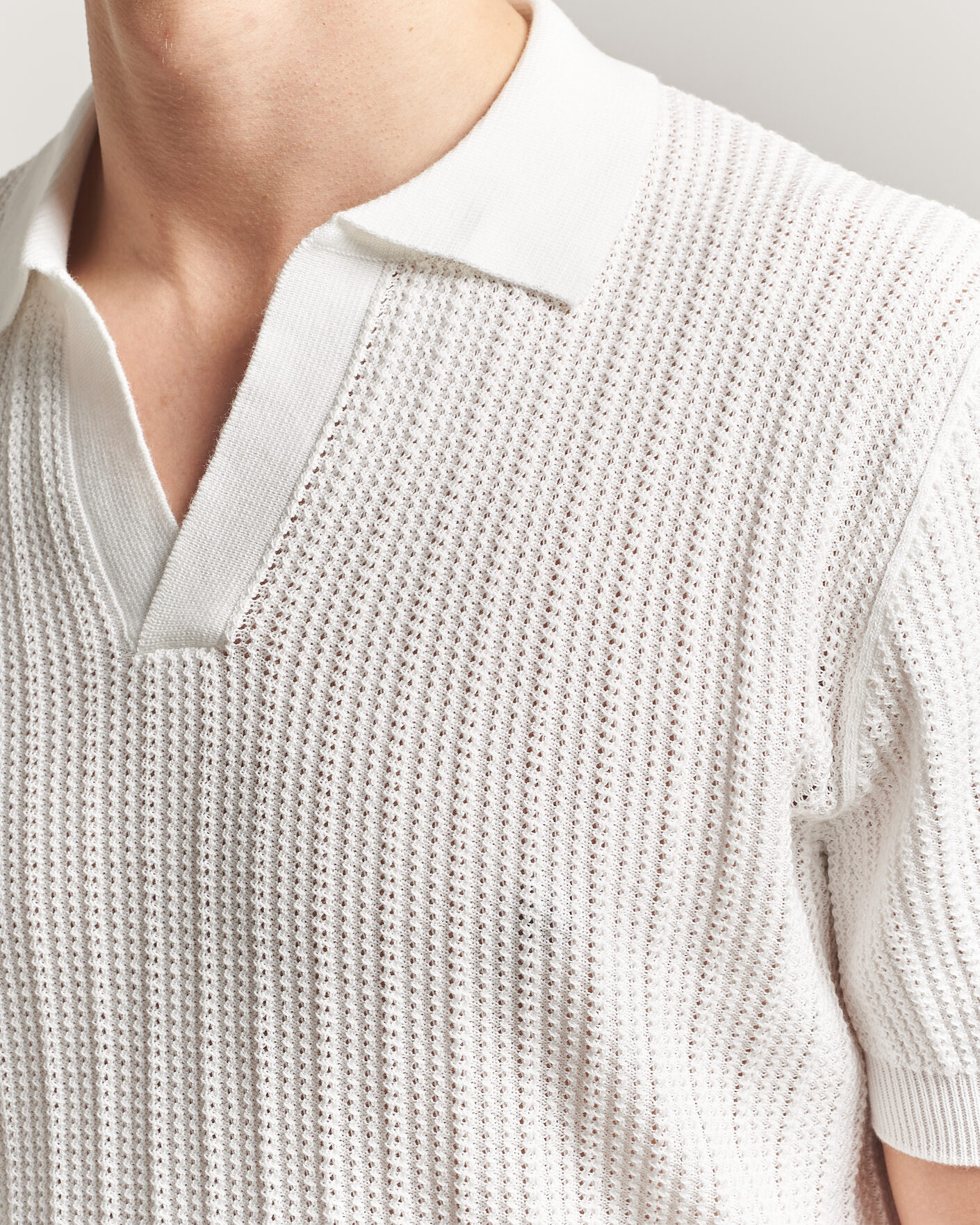 Herr | Pikéer | Morgano | Structured Knitted Polo White