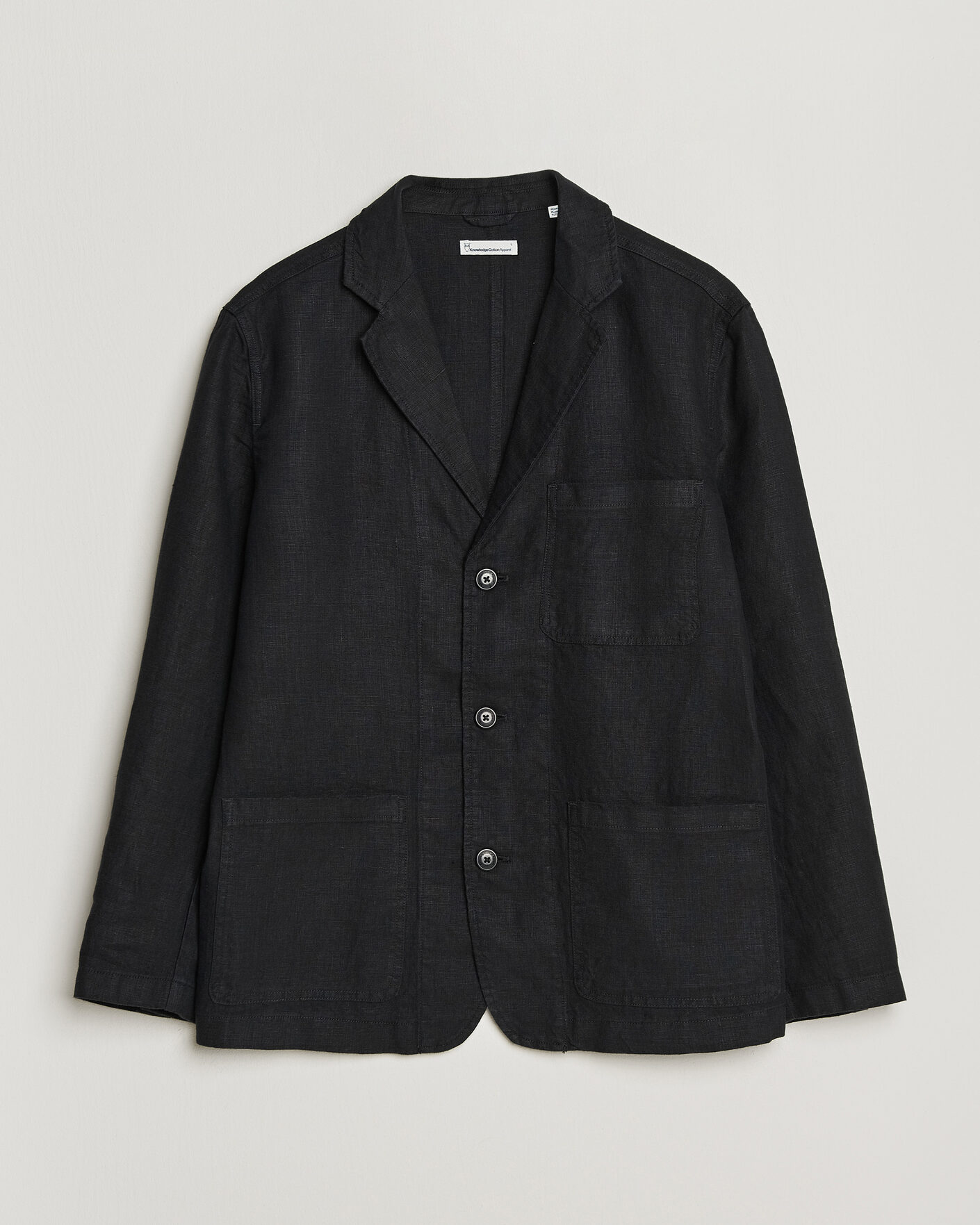 Herr | Kavajer | KnowledgeCotton Apparel | Linen Blazer Black