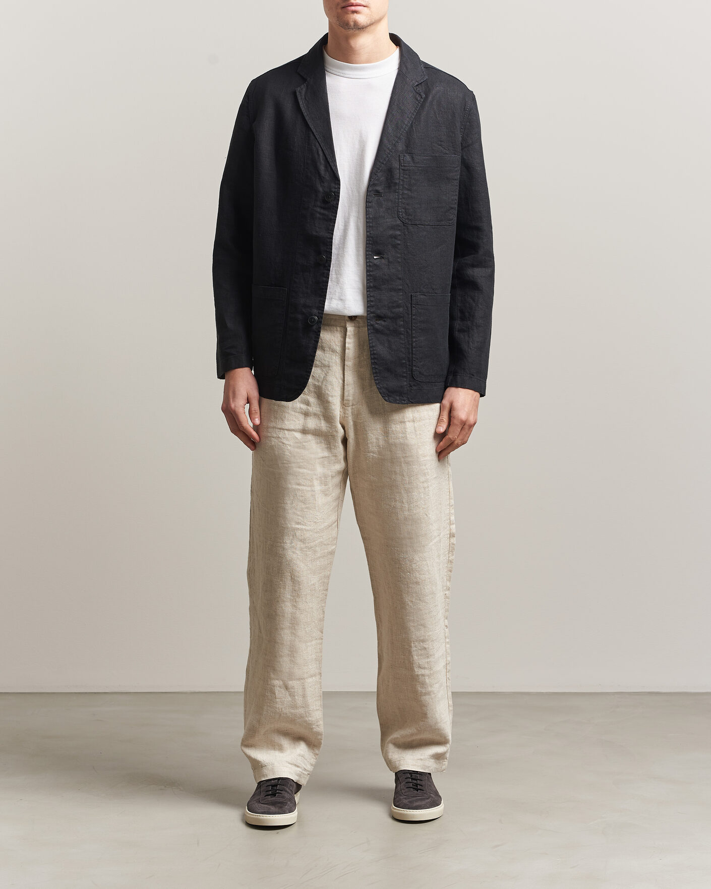 Herr | Kavajer | KnowledgeCotton Apparel | Linen Blazer Black