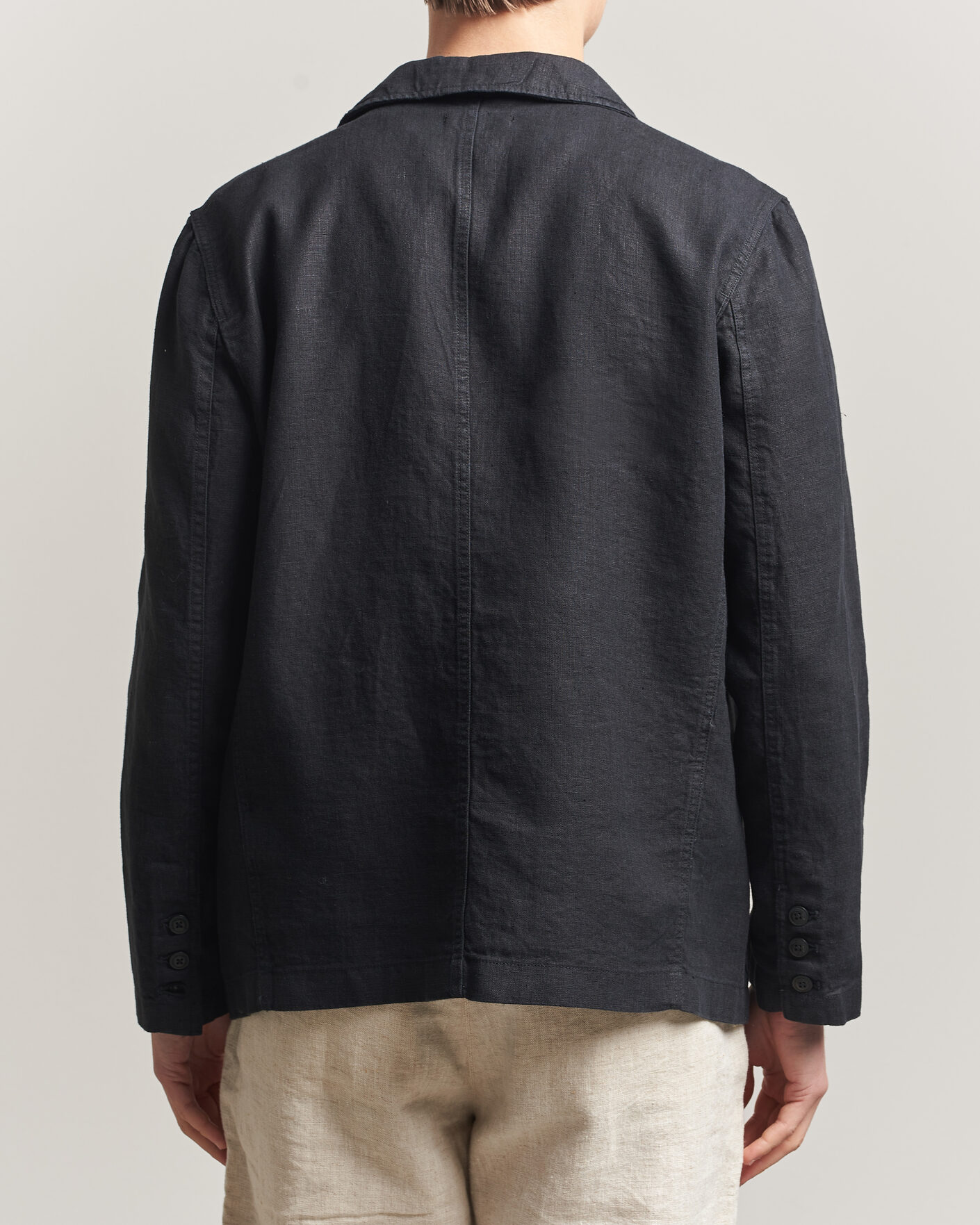 Herr | Kavajer | KnowledgeCotton Apparel | Linen Blazer Black