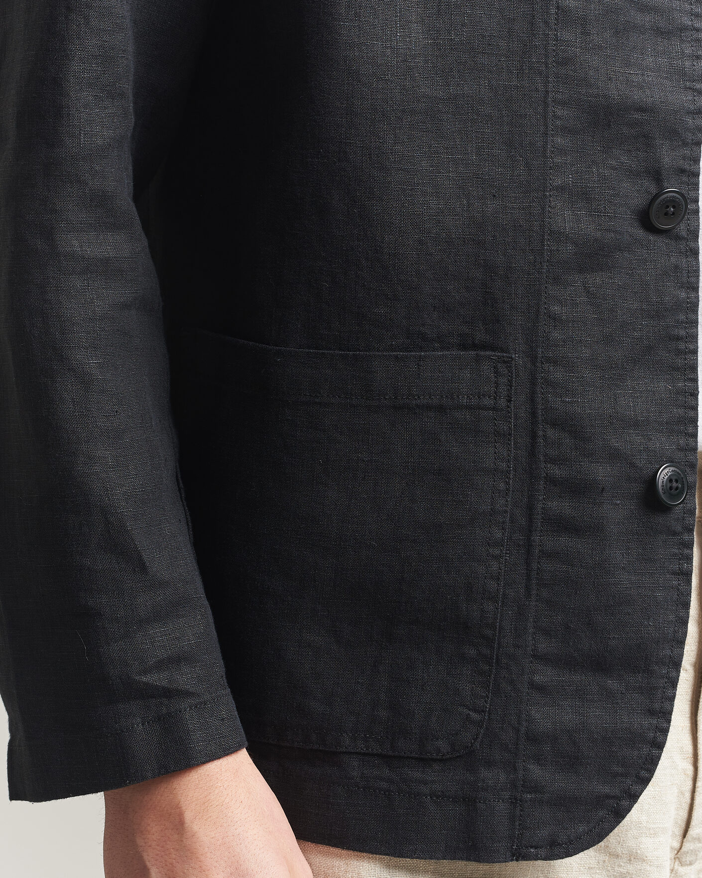 Herr | Kavajer | KnowledgeCotton Apparel | Linen Blazer Black