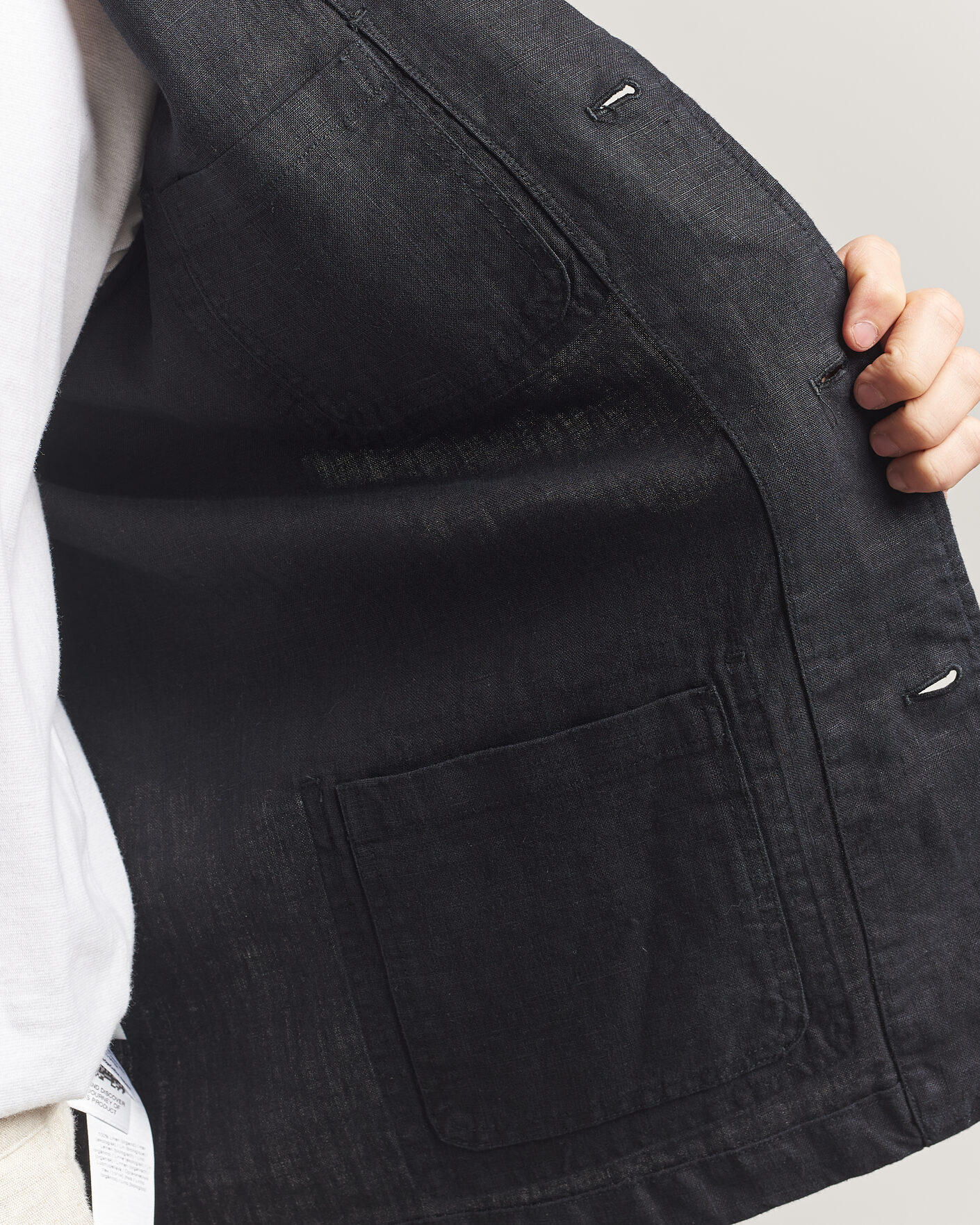 Herr | Kavajer | KnowledgeCotton Apparel | Linen Blazer Black