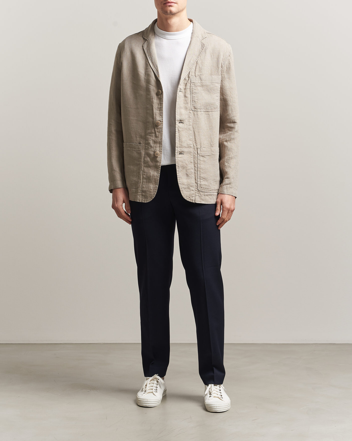 Herr | Kavajer | KnowledgeCotton Apparel | Linen Blazer Twill