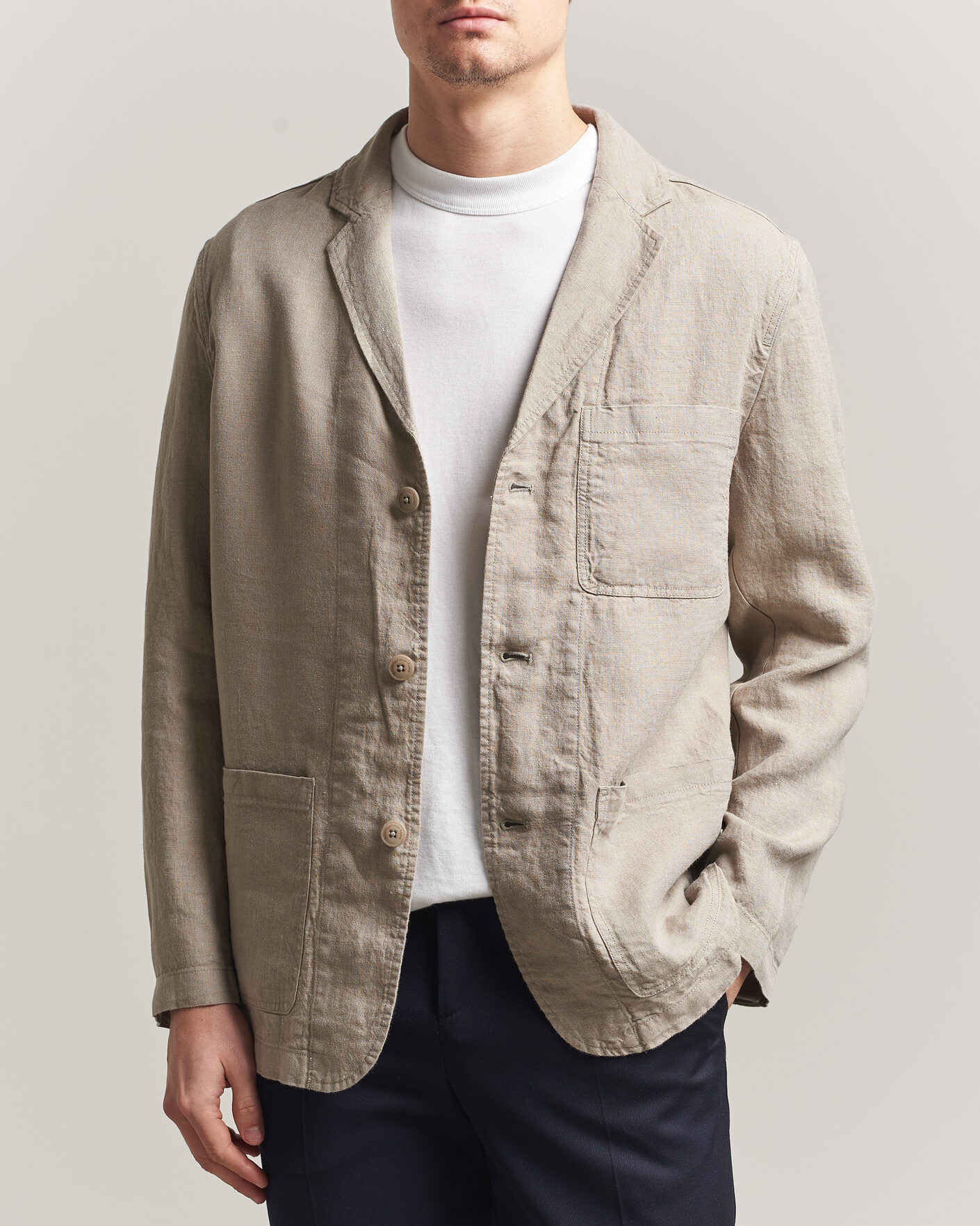 Herr | Kavajer | KnowledgeCotton Apparel | Linen Blazer Twill