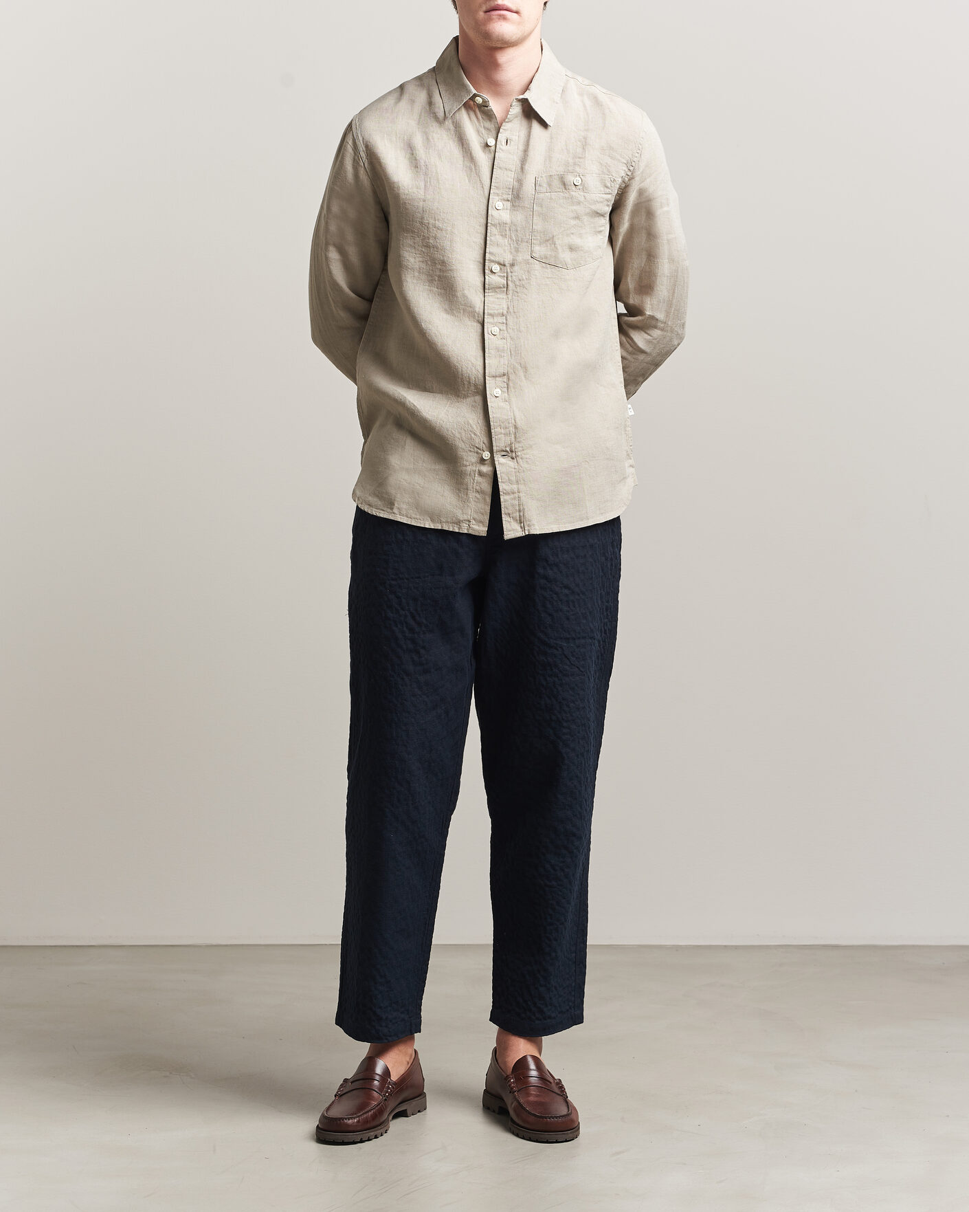 Herr | Skjortor | KnowledgeCotton Apparel | Regular Linen Shirt Twill