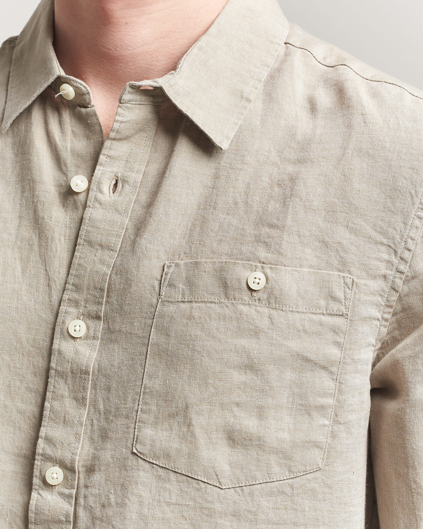 Herr | Skjortor | KnowledgeCotton Apparel | Regular Linen Shirt Twill