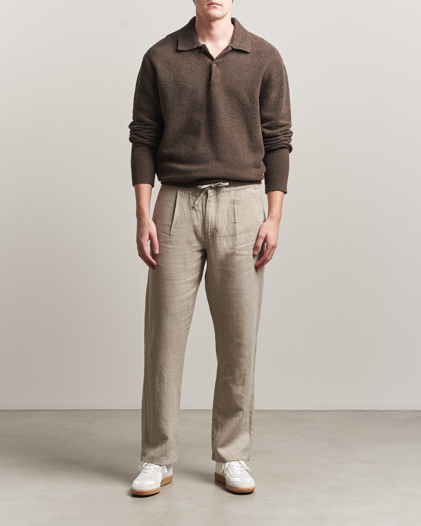Herr | Byxor | KnowledgeCotton Apparel | Loose Linen Pants Twill