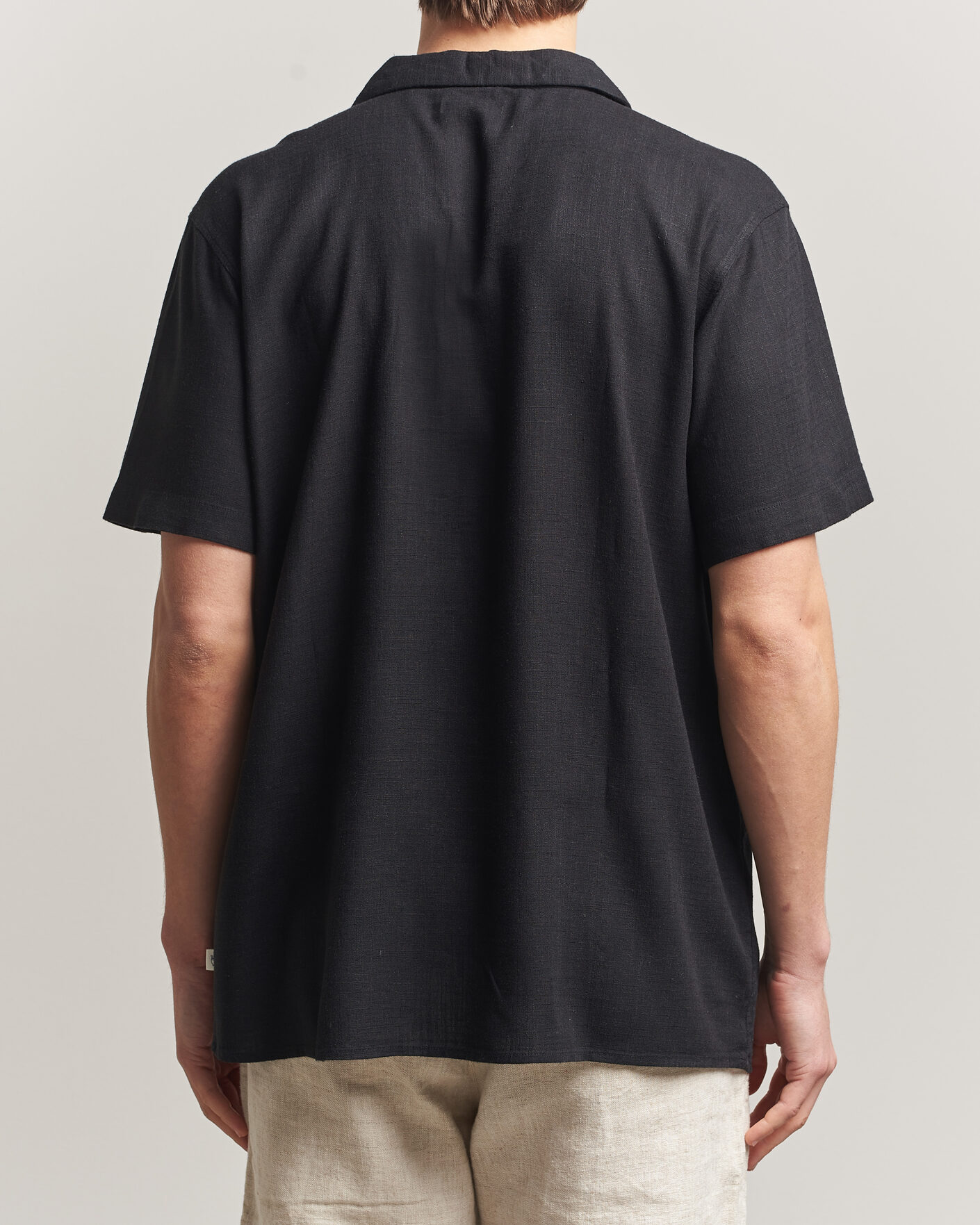 Herr | Skjortor | KnowledgeCotton Apparel | Linen/Lyocell Resort Shirt Black