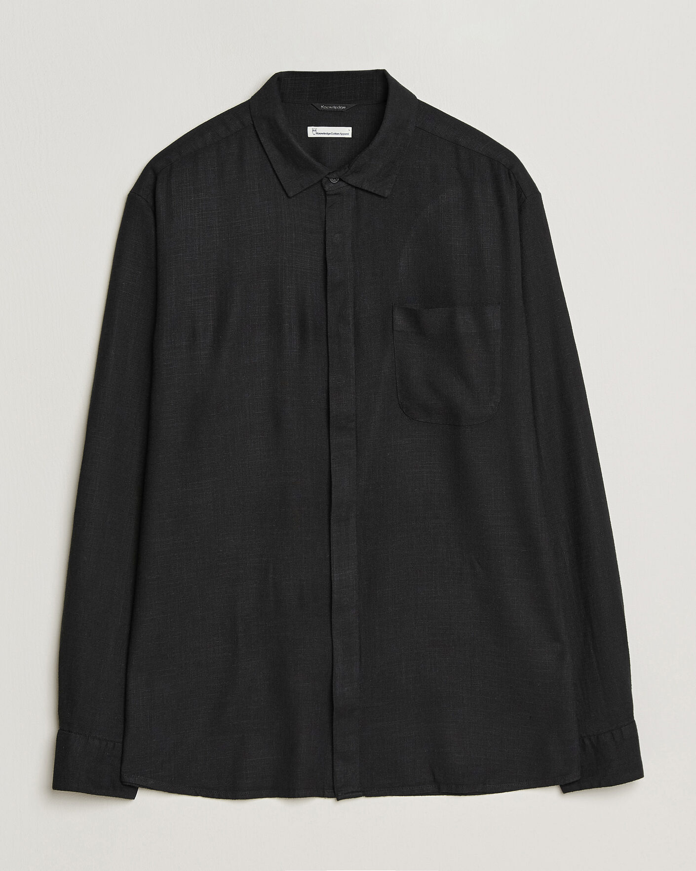 Herr | Skjortor | KnowledgeCotton Apparel | Linen/Lycell Relaxed Long Sleeve Shirt Black