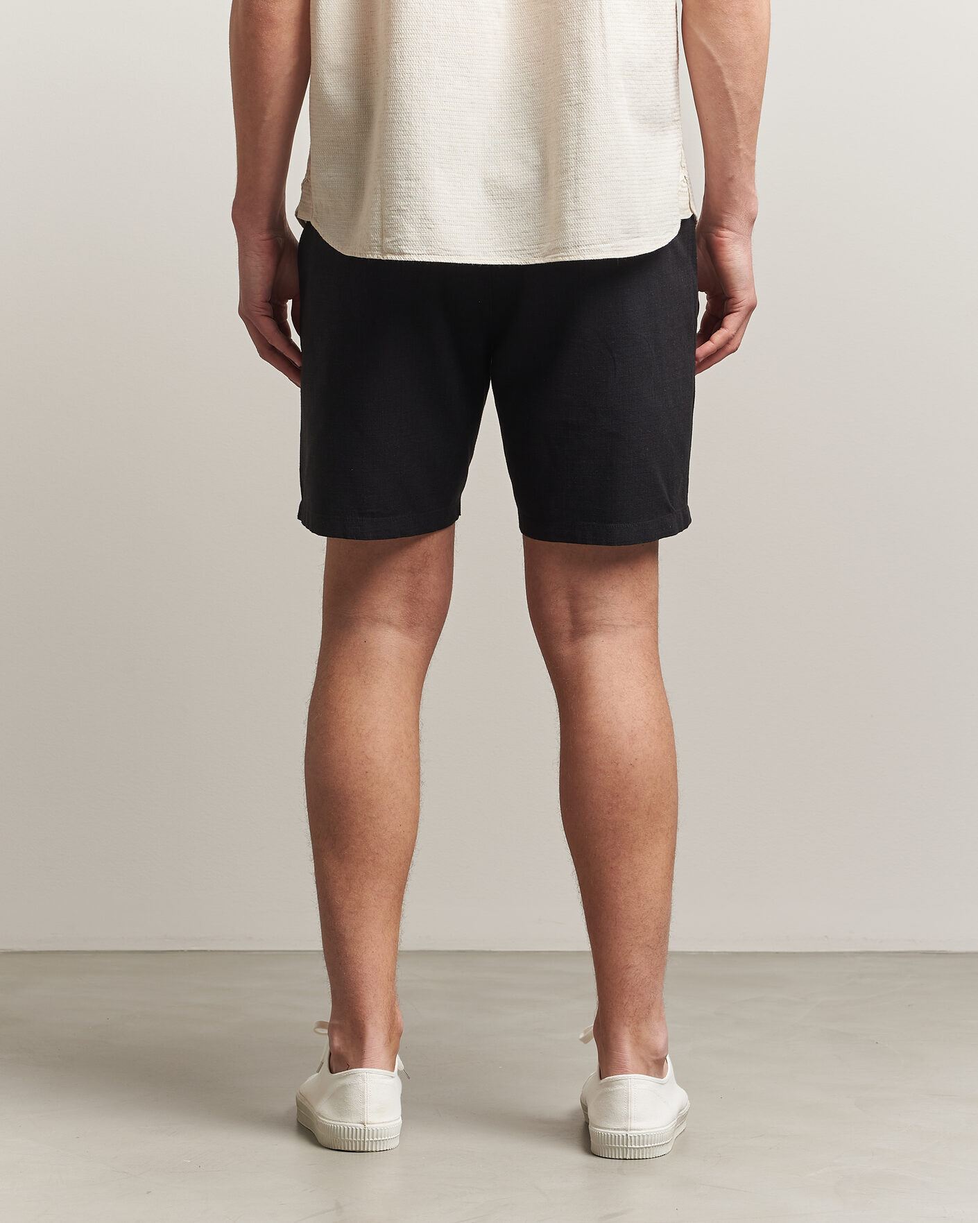 Herr | Shorts | KnowledgeCotton Apparel | Loose Linen/Viscose Shorts Black
