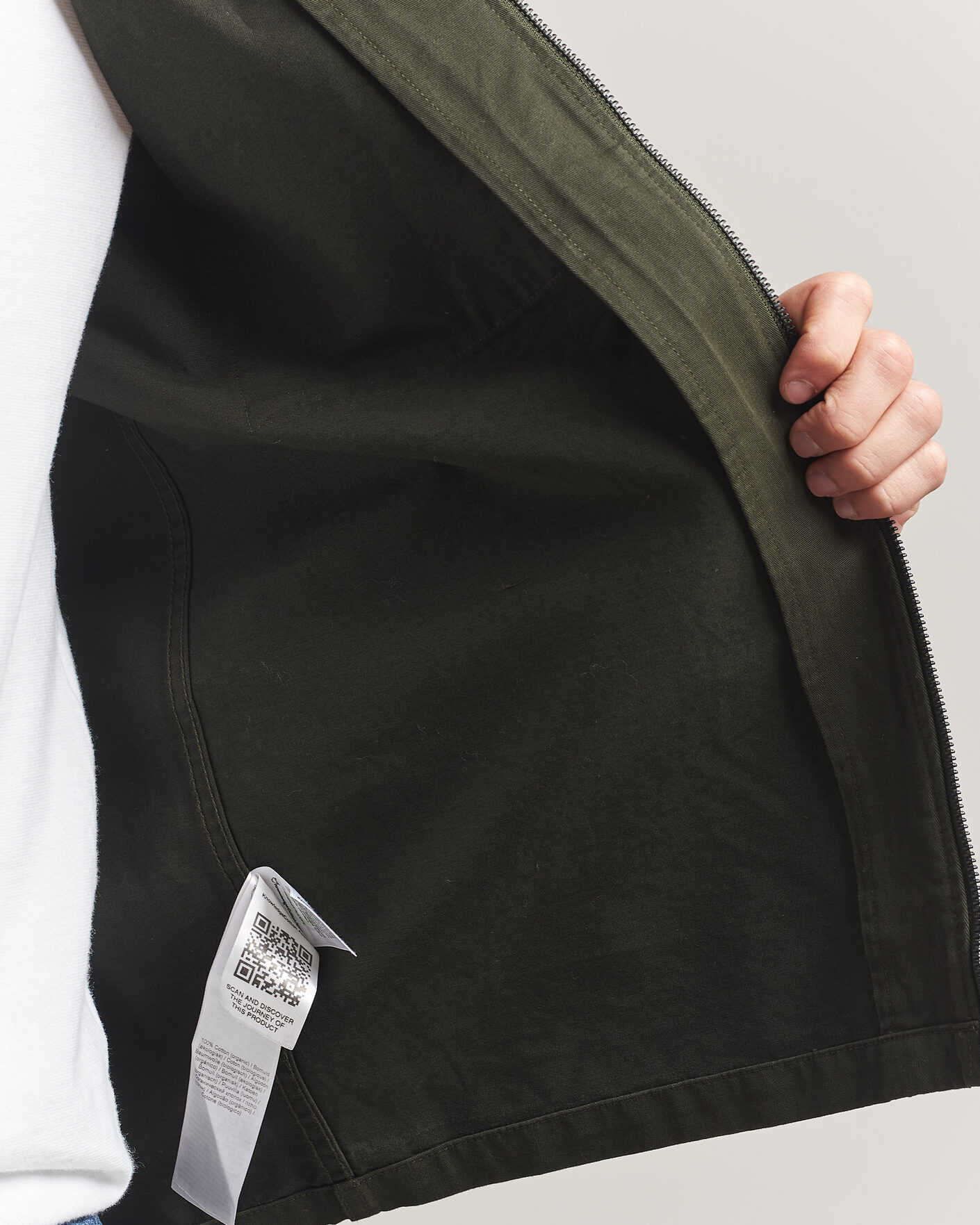 Herr | Skjortor | KnowledgeCotton Apparel | Cotton Twill Stretch Zip Overshirt Forest Night