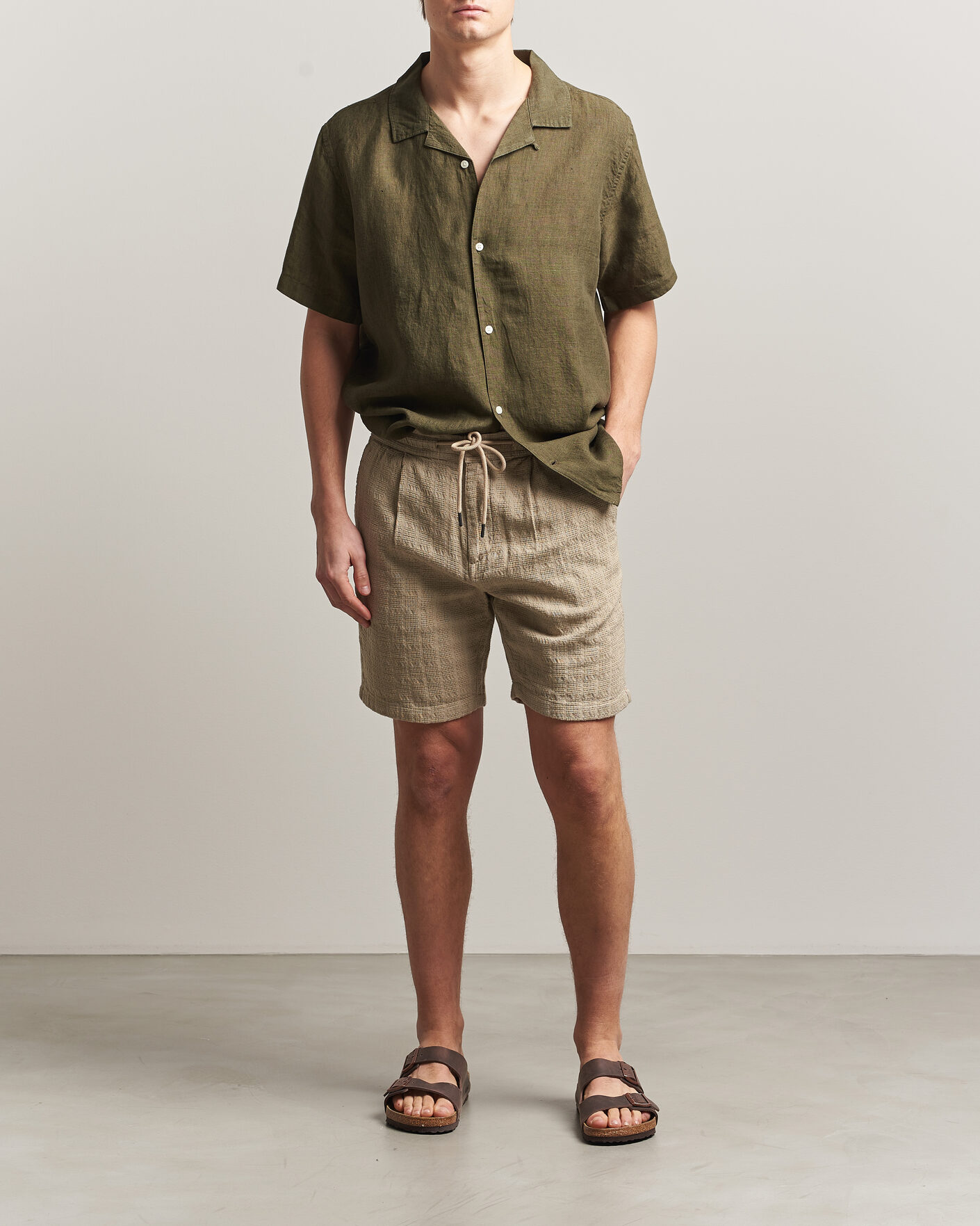 Herr | Shorts | KnowledgeCotton Apparel | Structured Cotton Dobby Shorts Twill