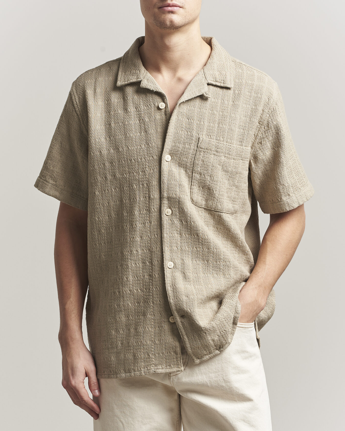 Herr | Skjortor | KnowledgeCotton Apparel | Structured Cotton Dobby Shirt Twill
