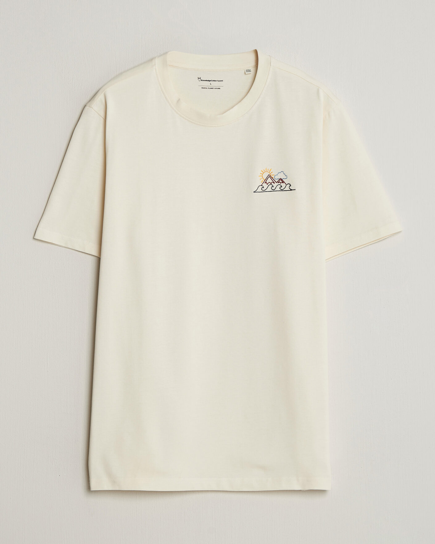 Herr | T-Shirts | KnowledgeCotton Apparel | Chest Print T-Shirt Egret