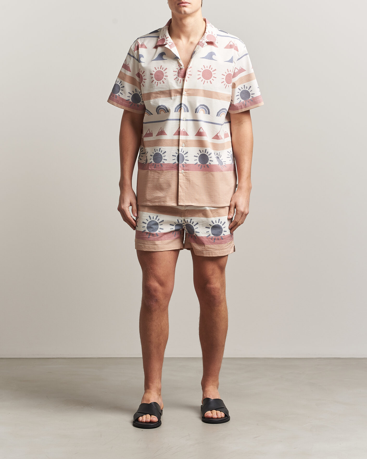 Herr | Skjortor | KnowledgeCotton Apparel | Relaxed Printed AOP Short Sleeve Shirt Multi