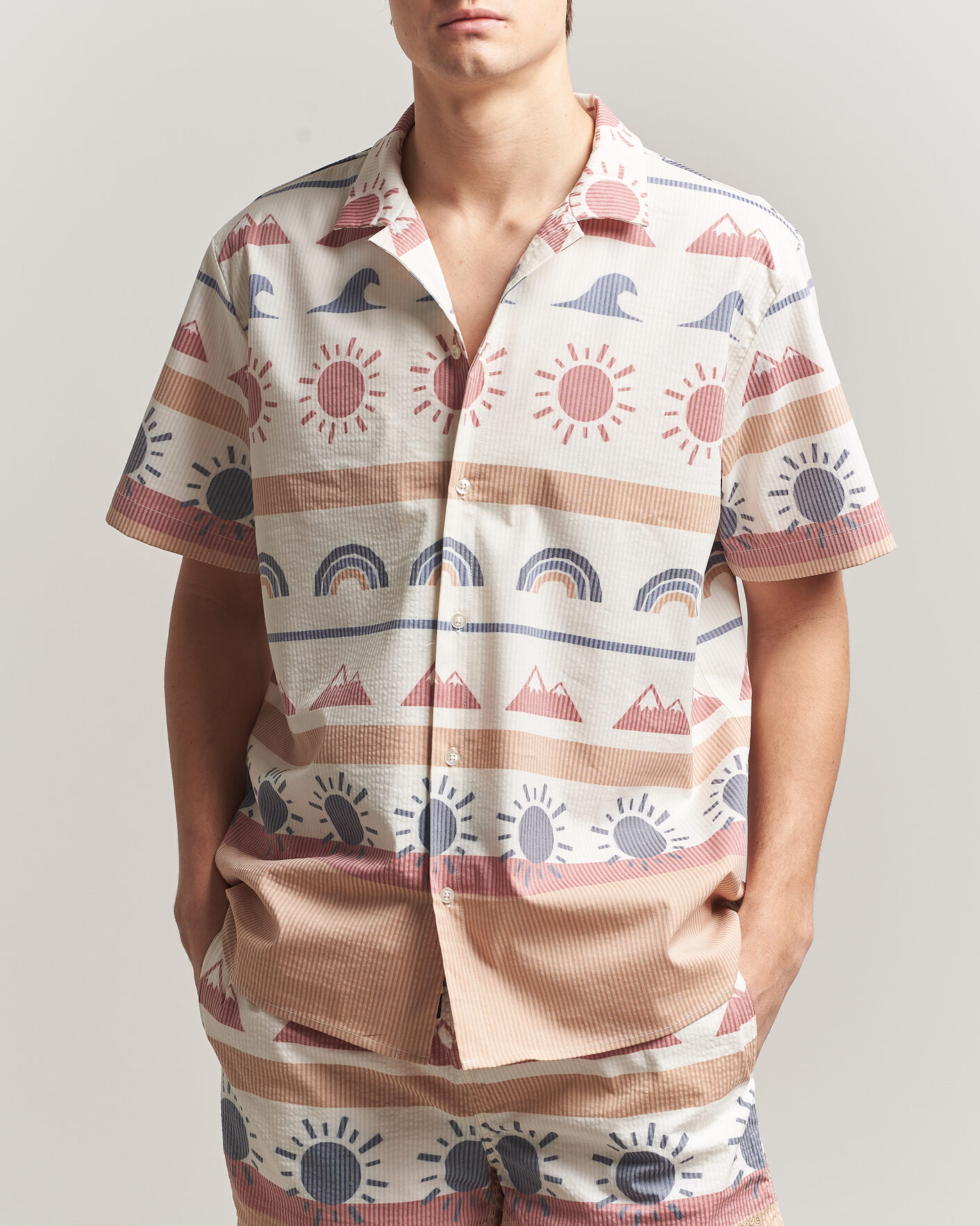 Herr | Skjortor | KnowledgeCotton Apparel | Relaxed Printed AOP Short Sleeve Shirt Multi