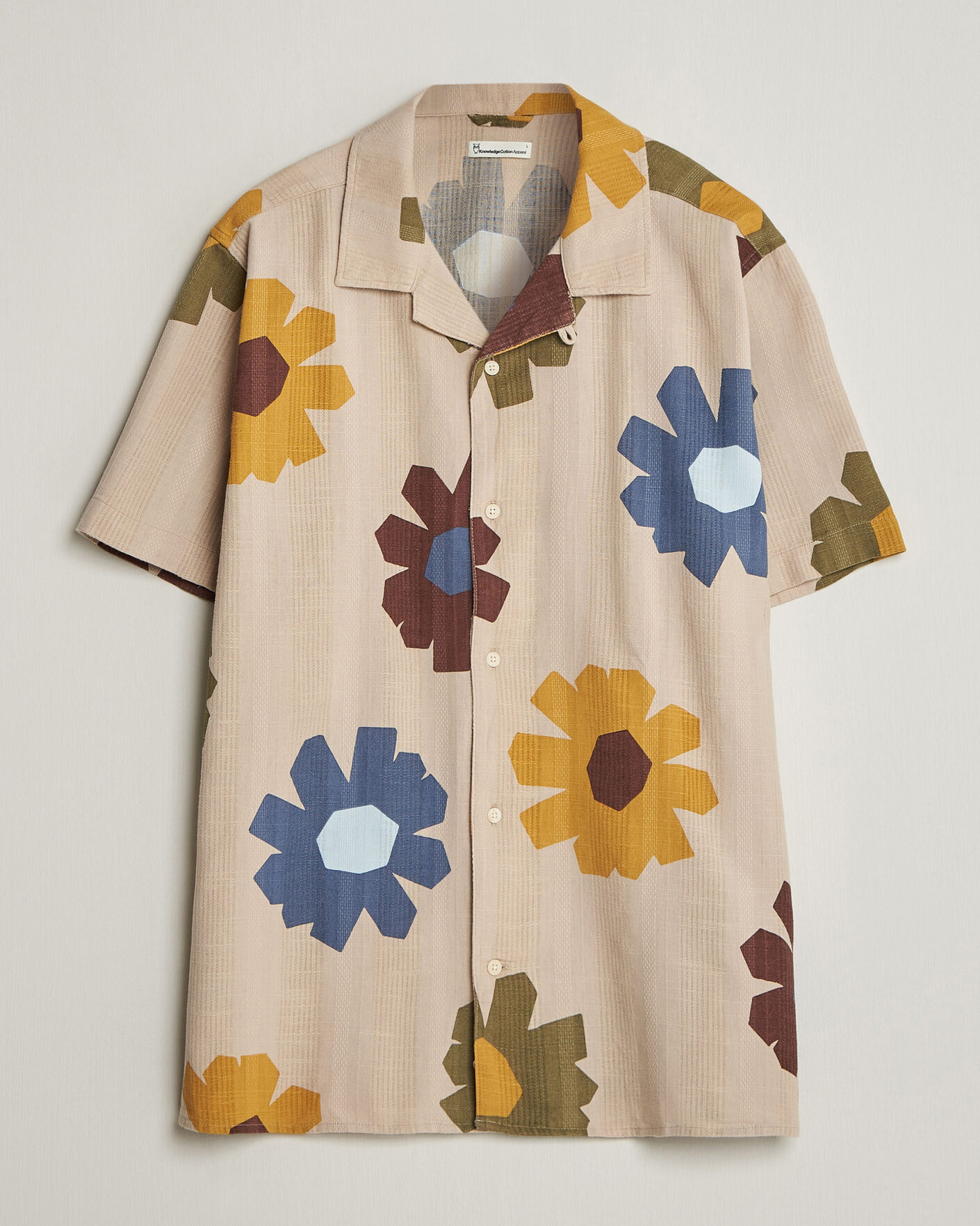 Herr | Skjortor | KnowledgeCotton Apparel | Relaxed Printed Cotton Short Sleeve Shirt Multi