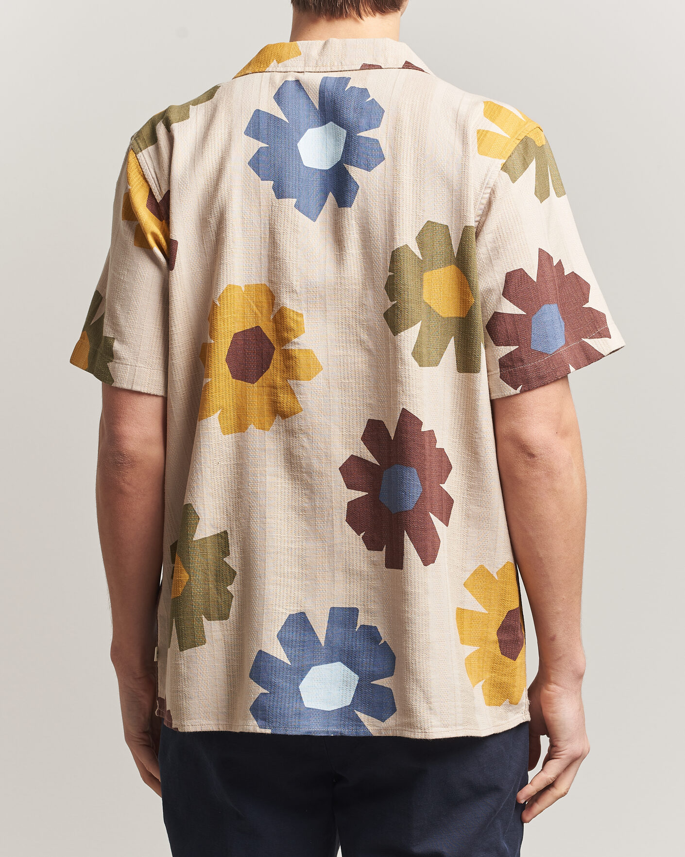 Herr | Skjortor | KnowledgeCotton Apparel | Relaxed Printed Cotton Short Sleeve Shirt Multi