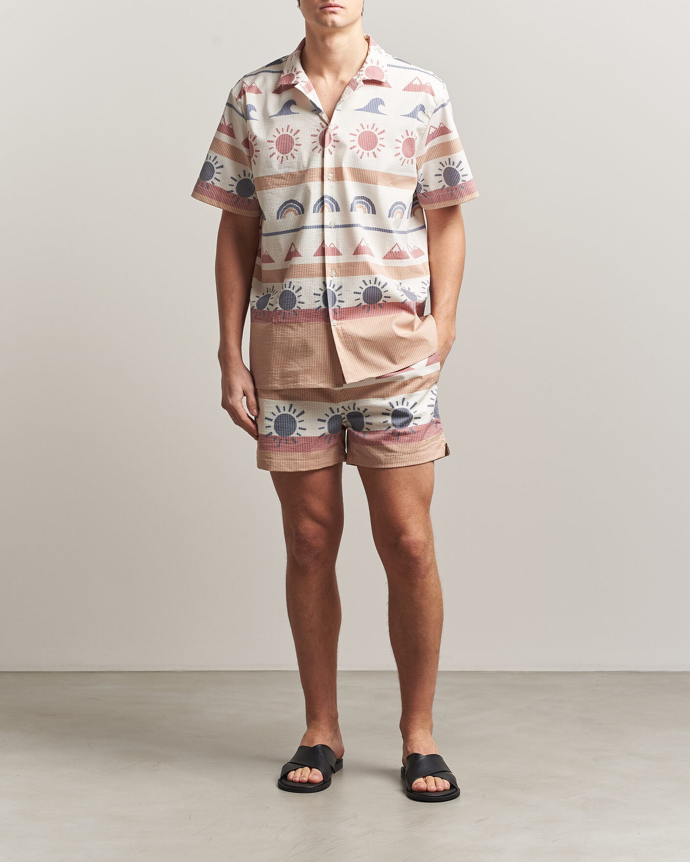 Herr | Badbyxor | KnowledgeCotton Apparel | Printed Swimshorts Multi