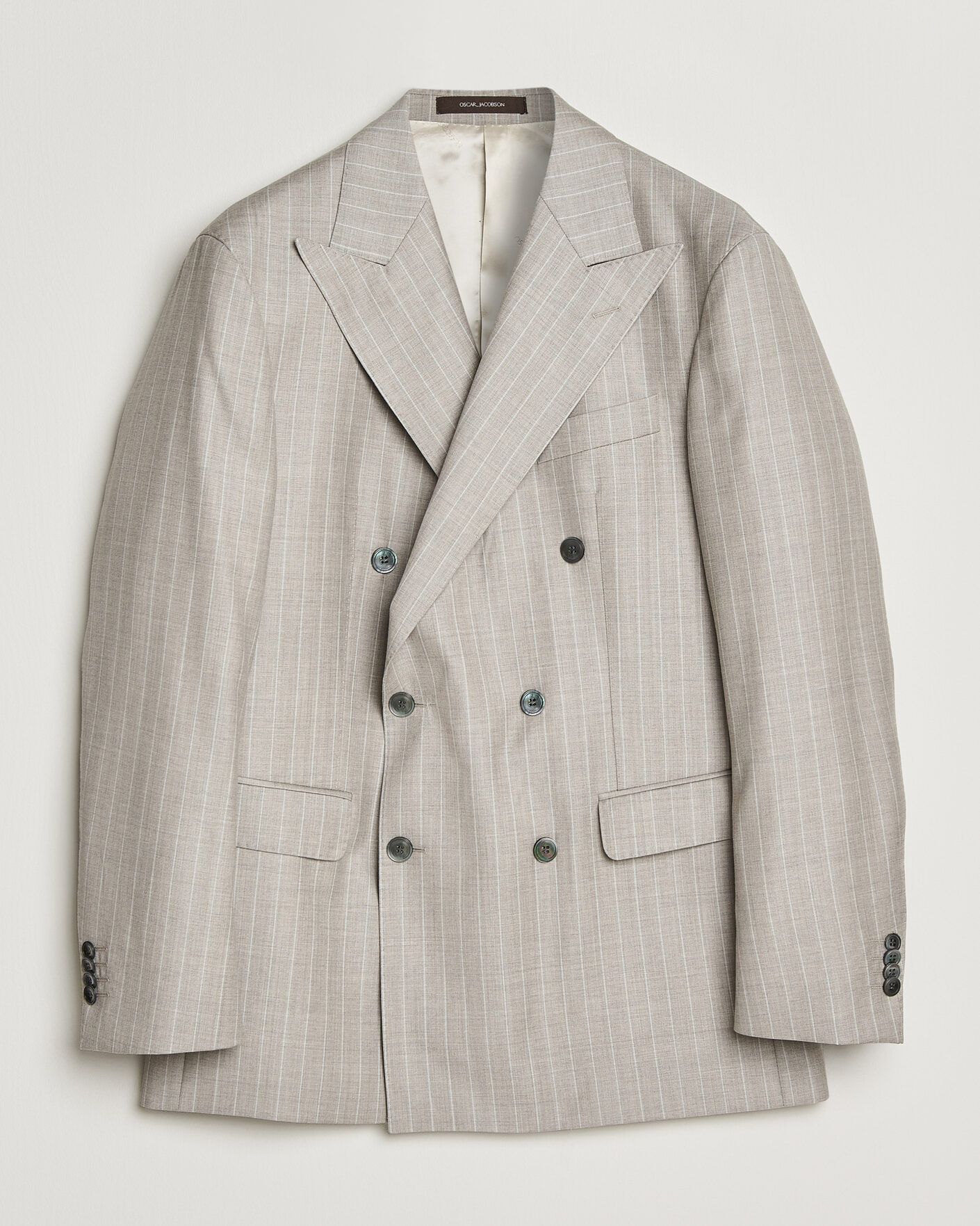 Herr | Kavajer | Oscar Jacobson | Richard Striped Wool Blazer Beige