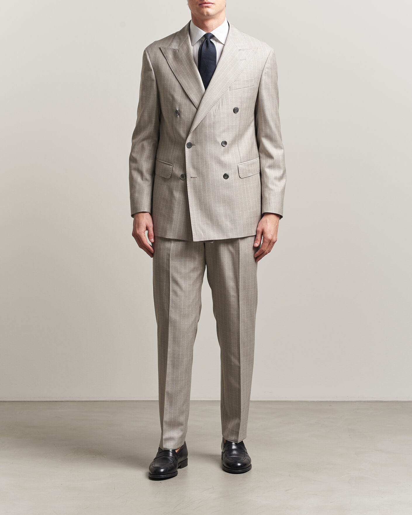 Herr | Kavajer | Oscar Jacobson | Richard Striped Wool Blazer Beige