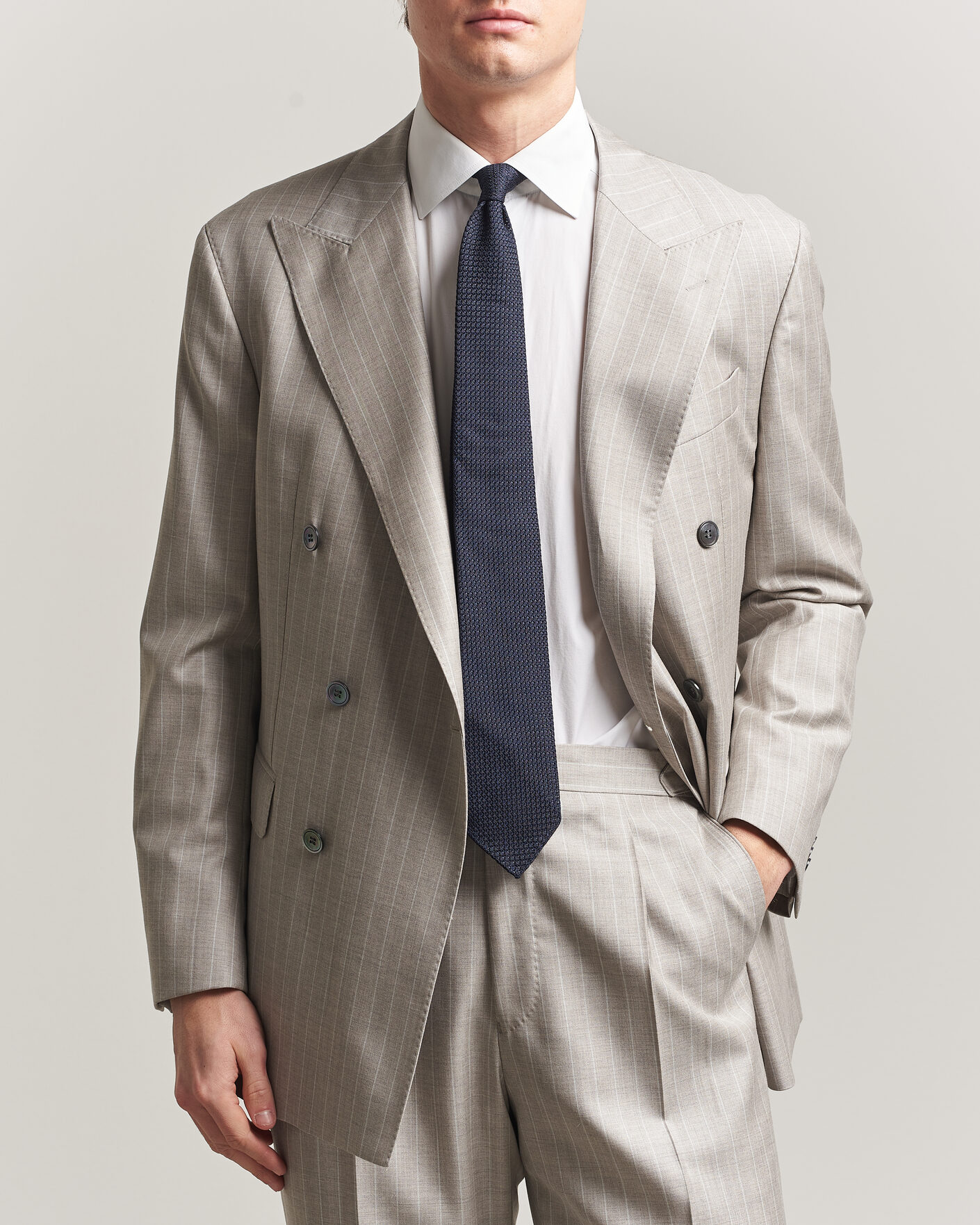 Herr | Kavajer | Oscar Jacobson | Richard Striped Wool Blazer Beige