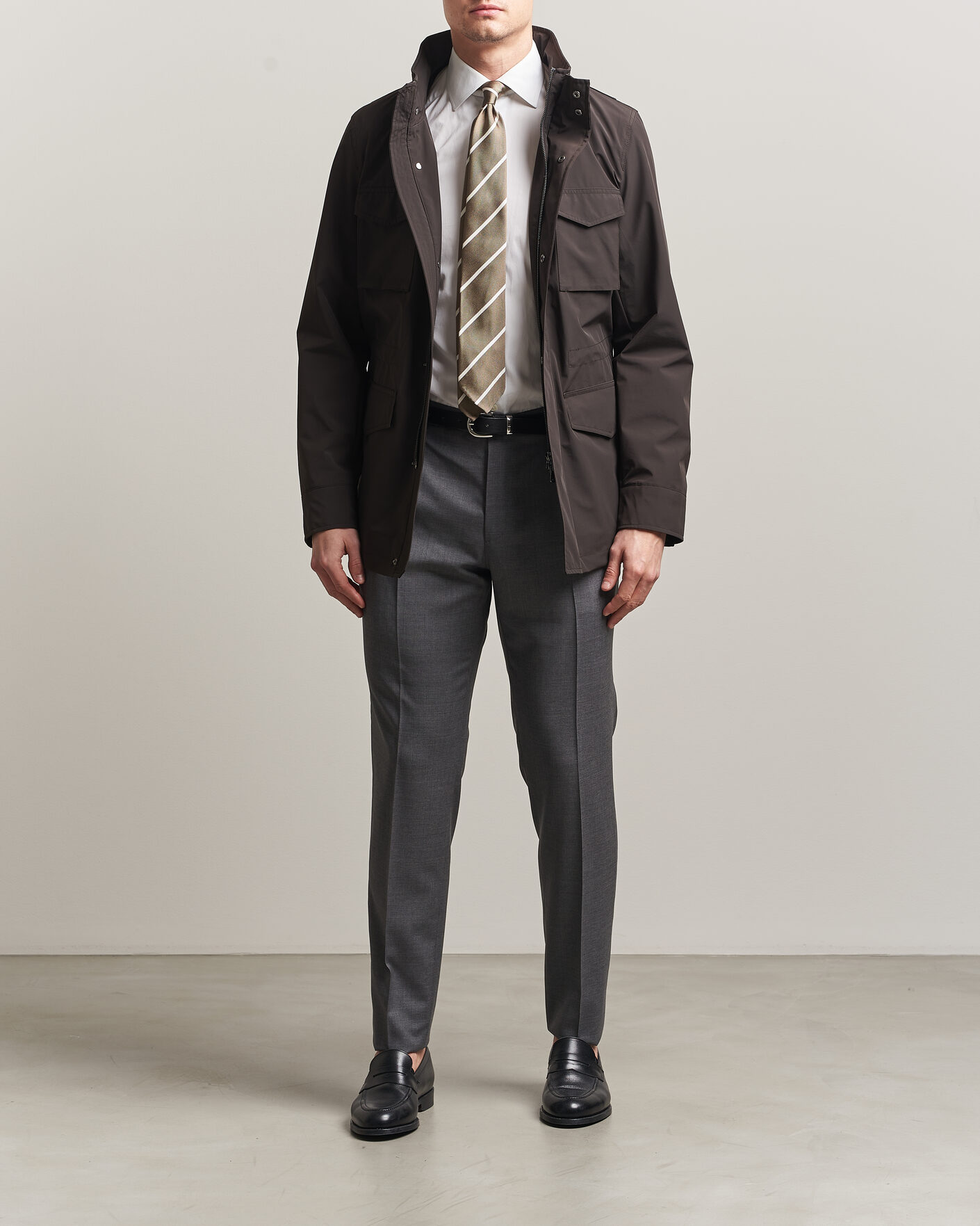 Herr | Jackor | Oscar Jacobson | M65 Nylon Field Jacket Brown