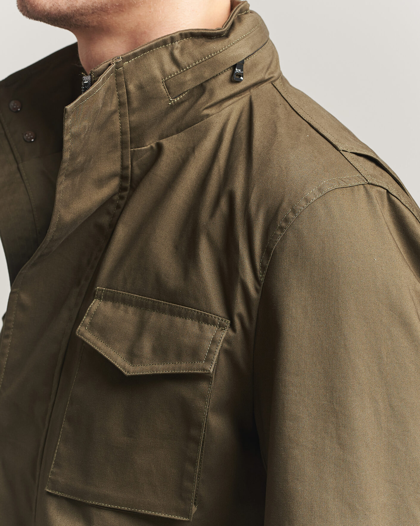 Herr | Jackor | Oscar Jacobson | M65 Coated Cotton Field Jacket Olive