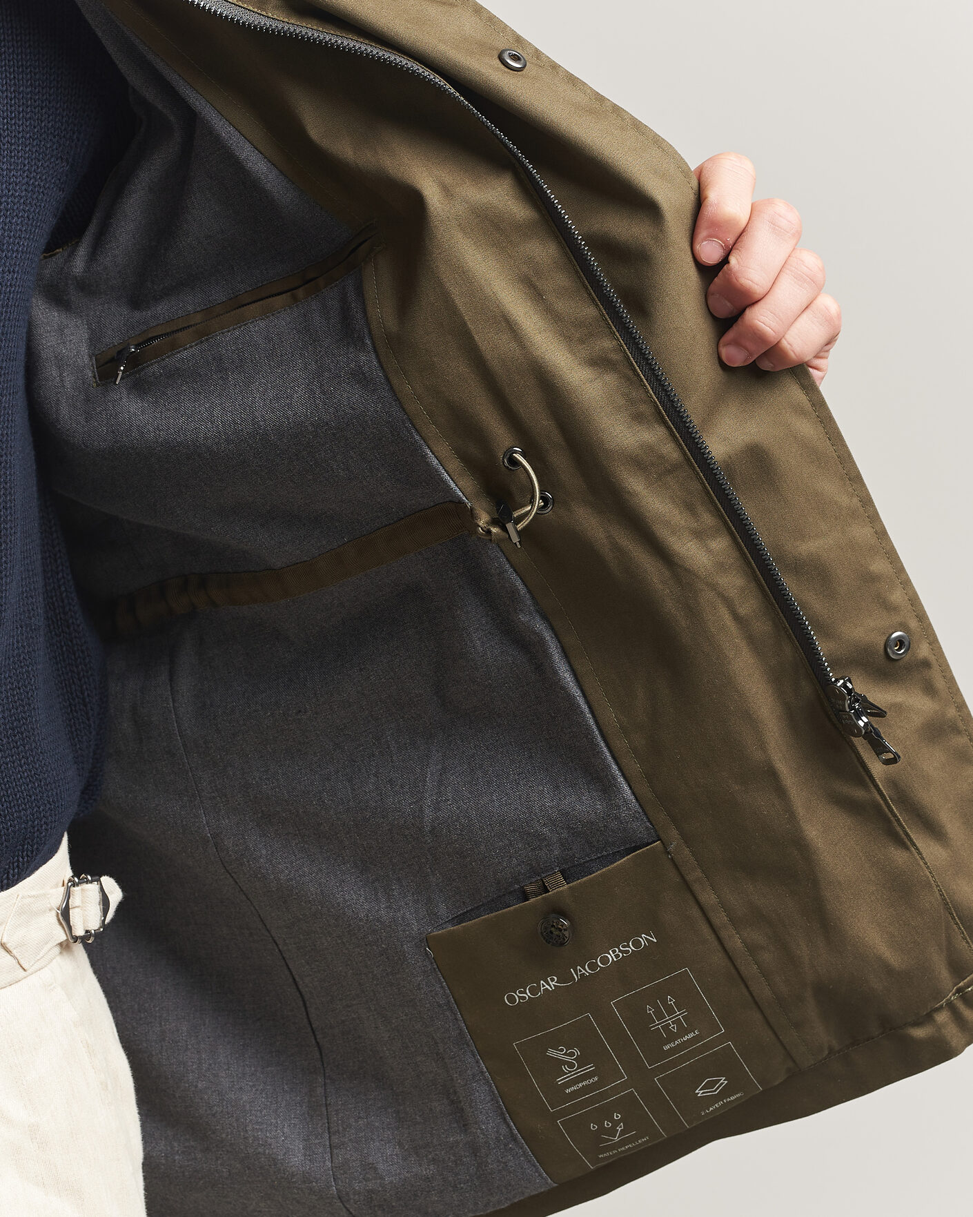 Herr | Jackor | Oscar Jacobson | M65 Coated Cotton Field Jacket Olive