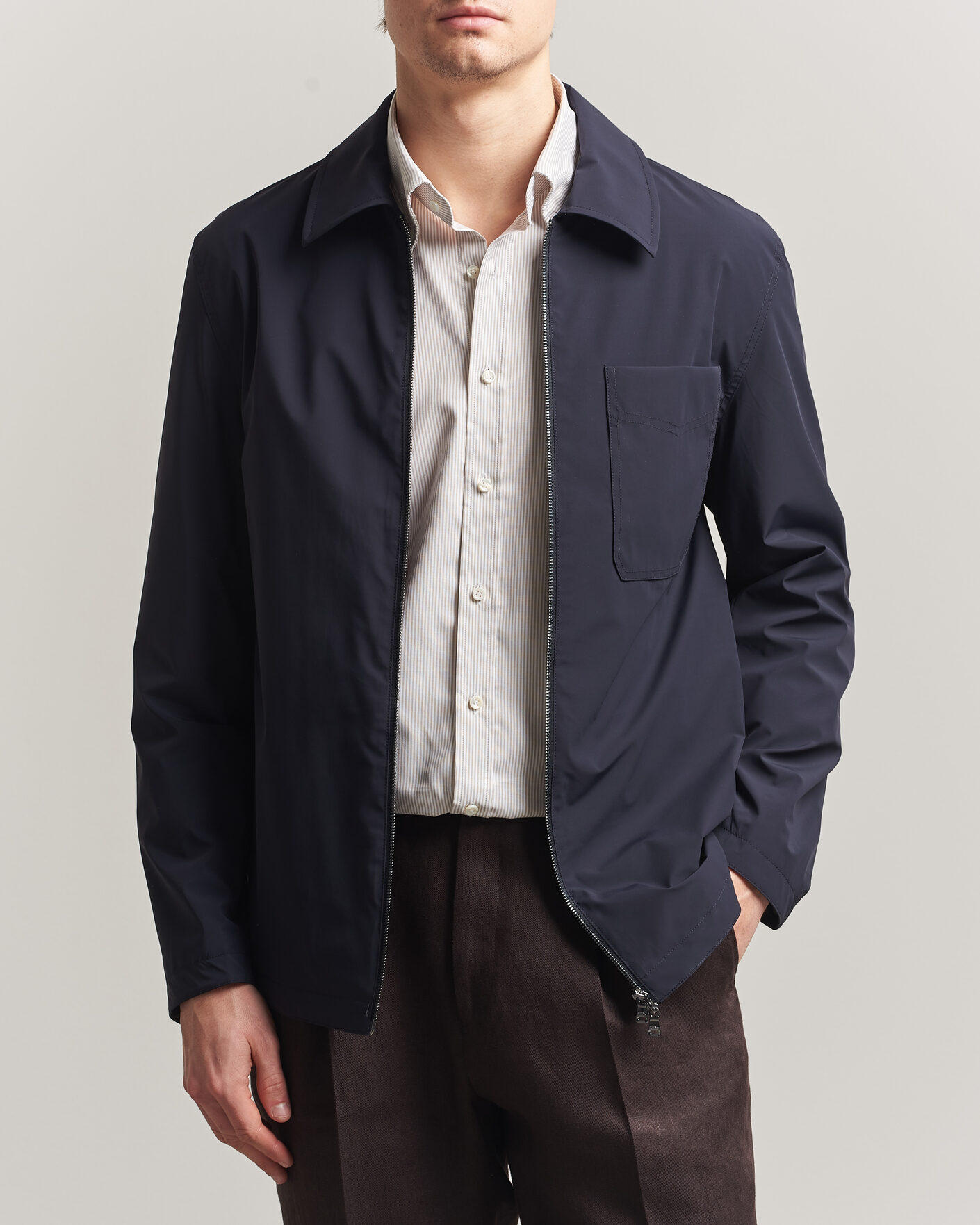 Herr | Jackor | Oscar Jacobson | Light Zipped Shirt Jacket Navy
