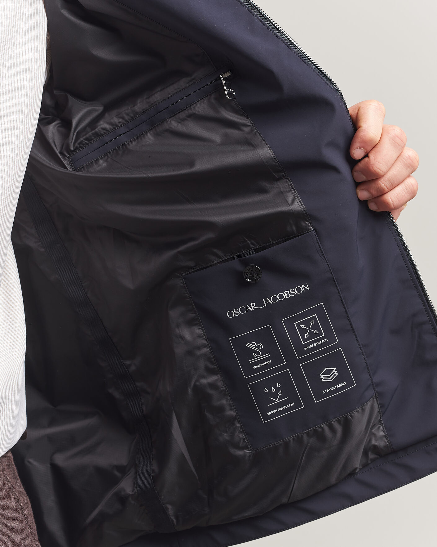 Herr | Jackor | Oscar Jacobson | Light Zipped Shirt Jacket Navy