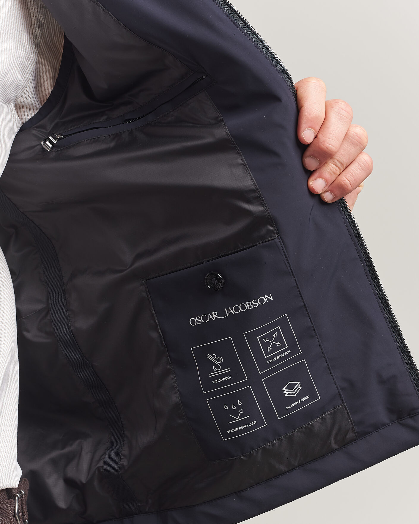 Herr | Västar | Oscar Jacobson | Light Zipped Waistcoat Navy