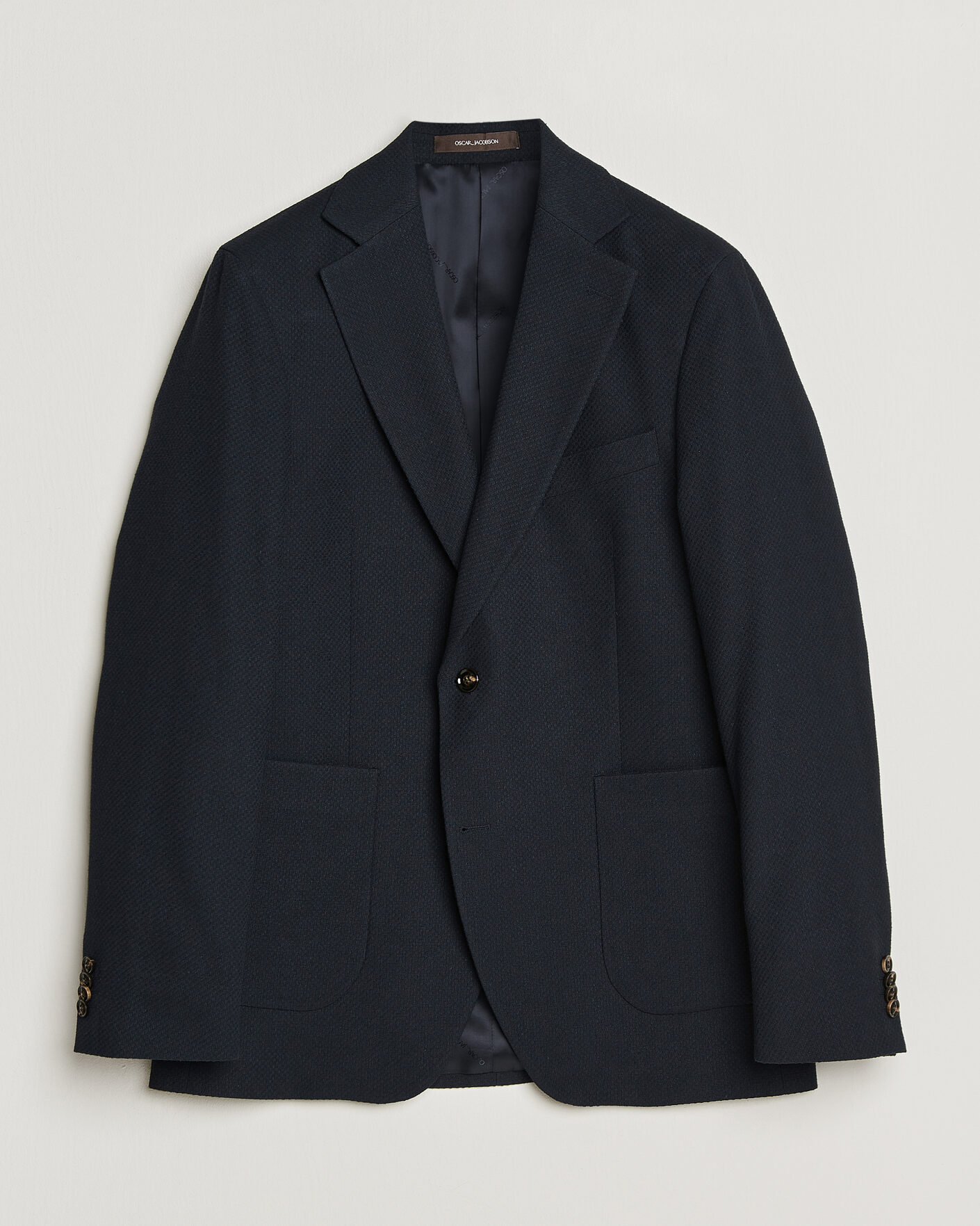Herr | Kavajer | Oscar Jacobson | Fogerty Patch Structure Cotton Blazer Navy