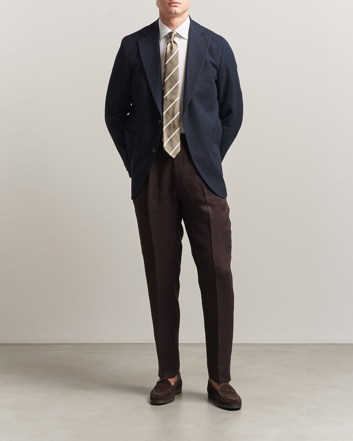 Herr | Kavajer | Oscar Jacobson | Fogerty Patch Structure Cotton Blazer Navy