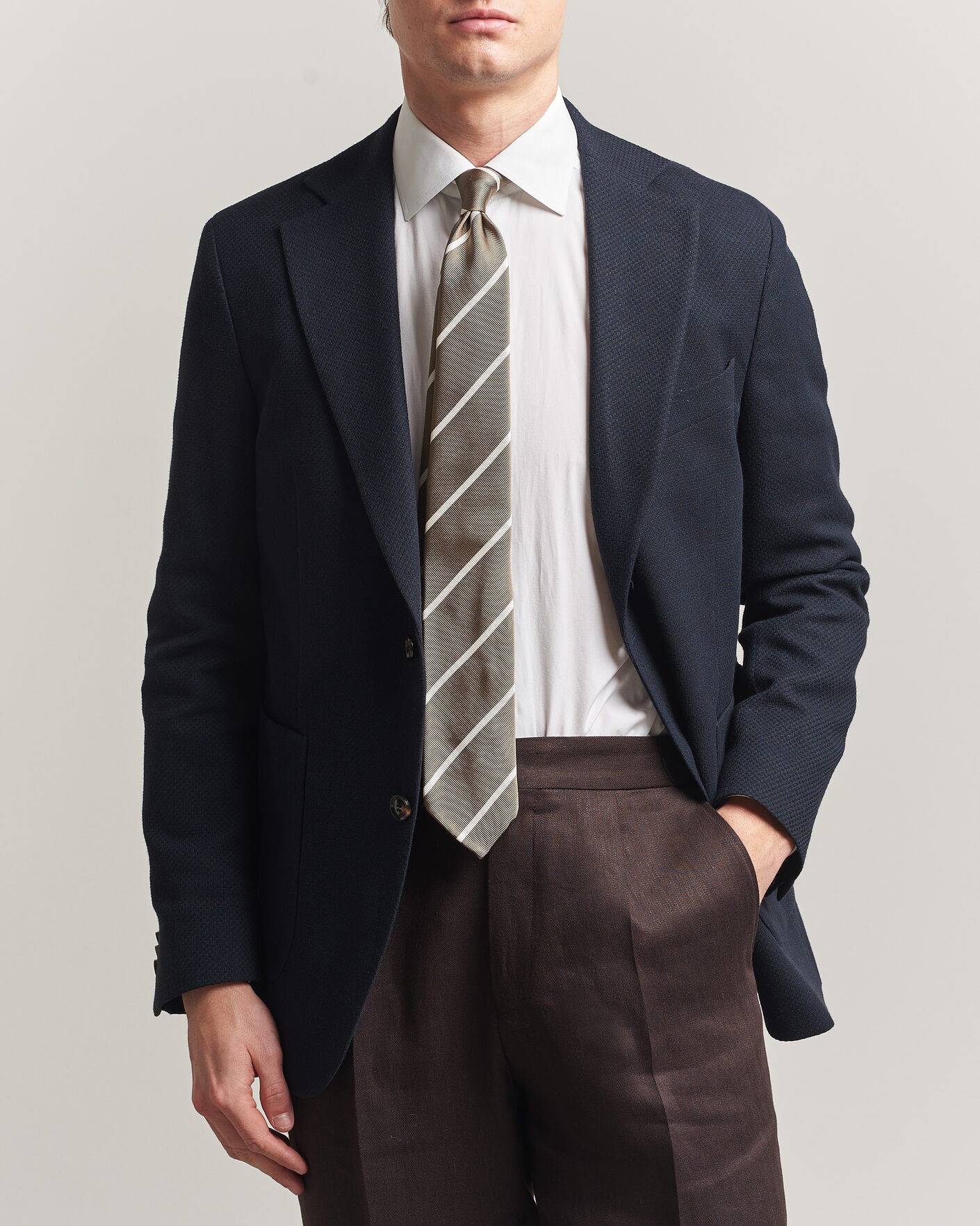 Herr | Kavajer | Oscar Jacobson | Fogerty Patch Structure Cotton Blazer Navy
