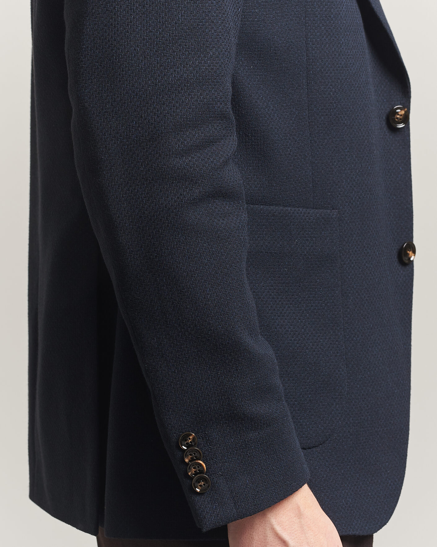 Herr | Kavajer | Oscar Jacobson | Fogerty Patch Structure Cotton Blazer Navy