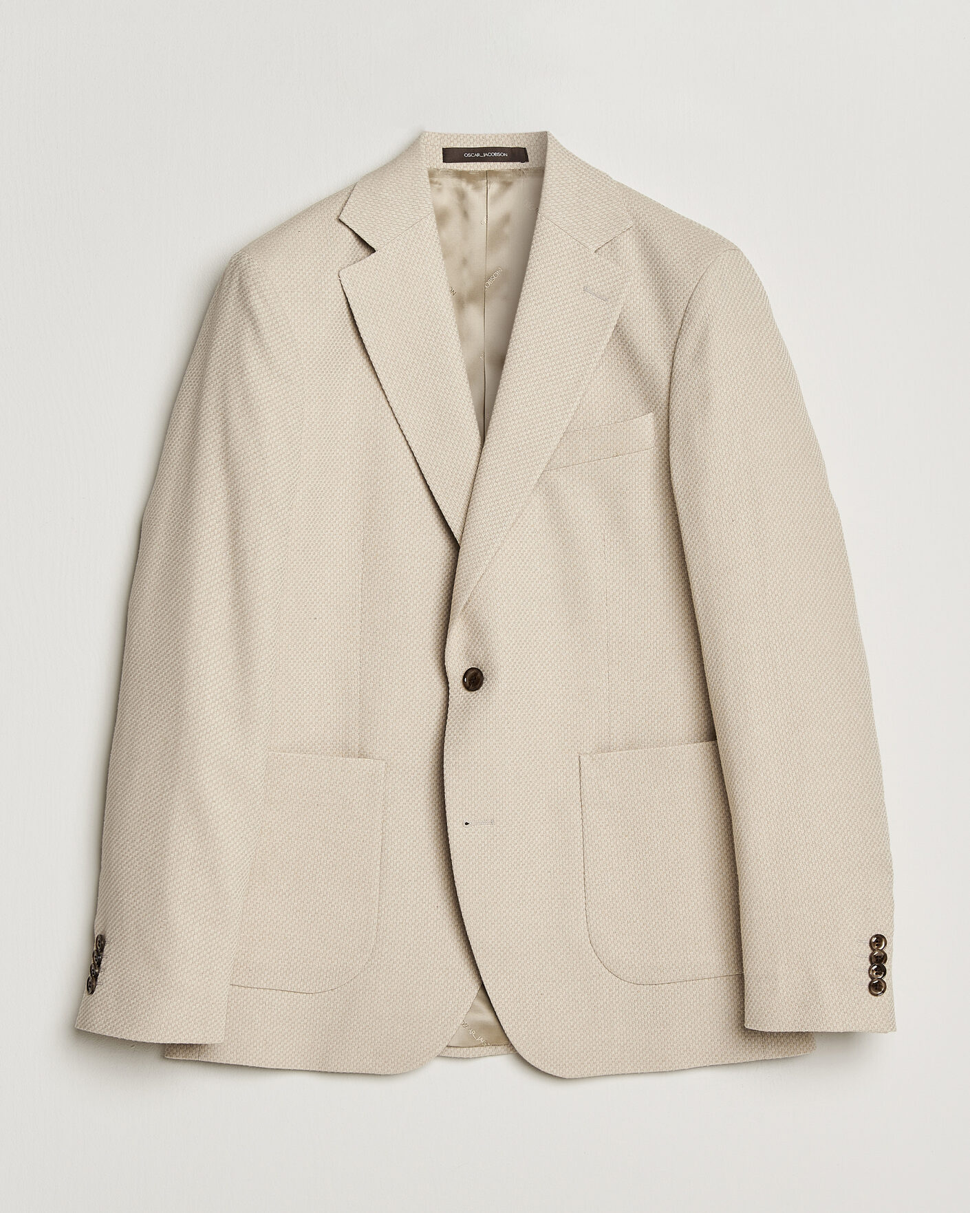 Herr | Kavajer | Oscar Jacobson | Fogerty Patch Structure Cotton Blazer Beige