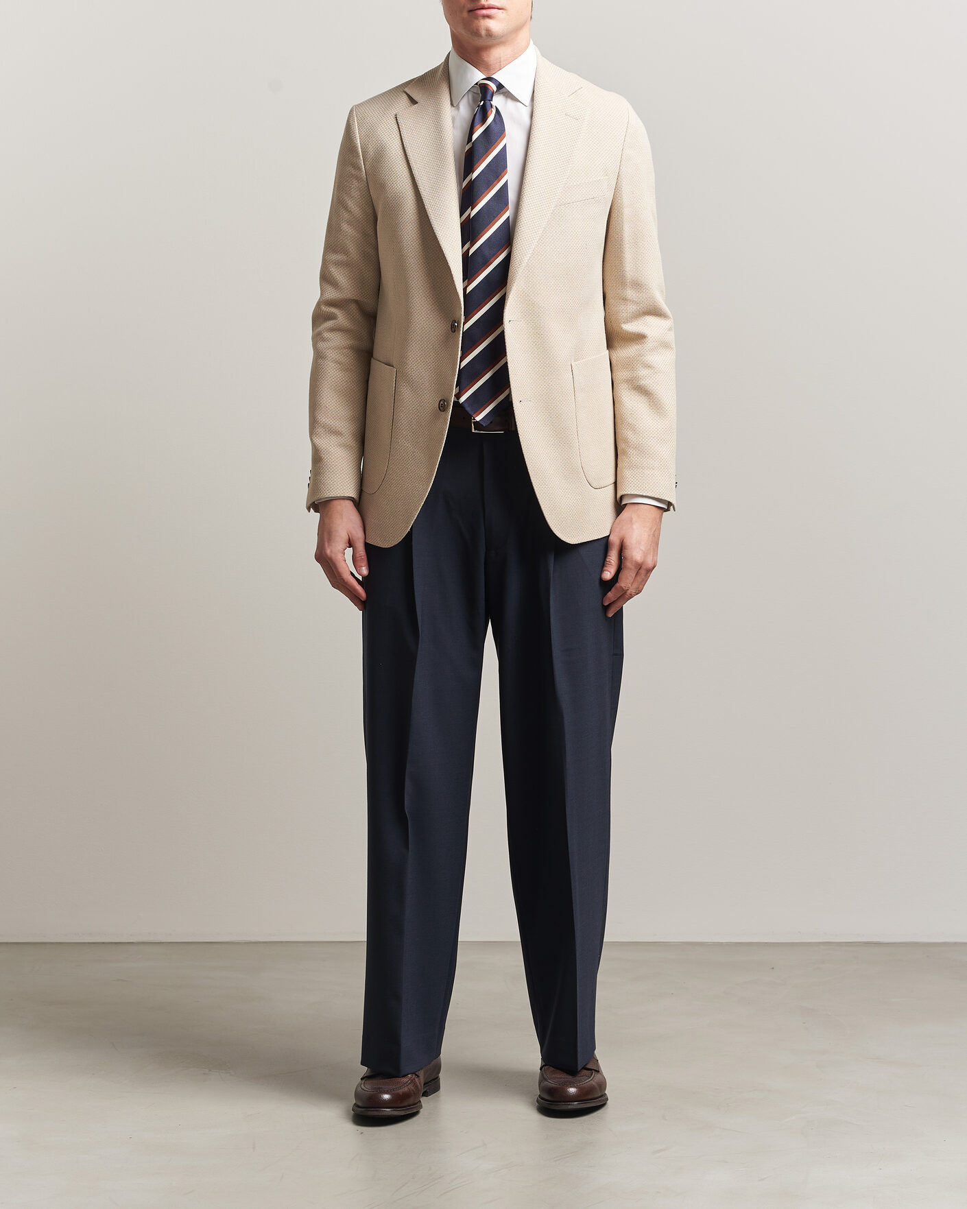 Herr | Kavajer | Oscar Jacobson | Fogerty Patch Structure Cotton Blazer Beige