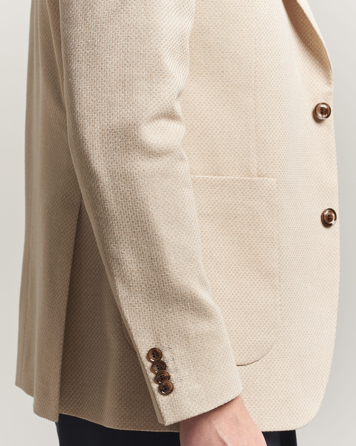Herr | Kavajer | Oscar Jacobson | Fogerty Patch Structure Cotton Blazer Beige