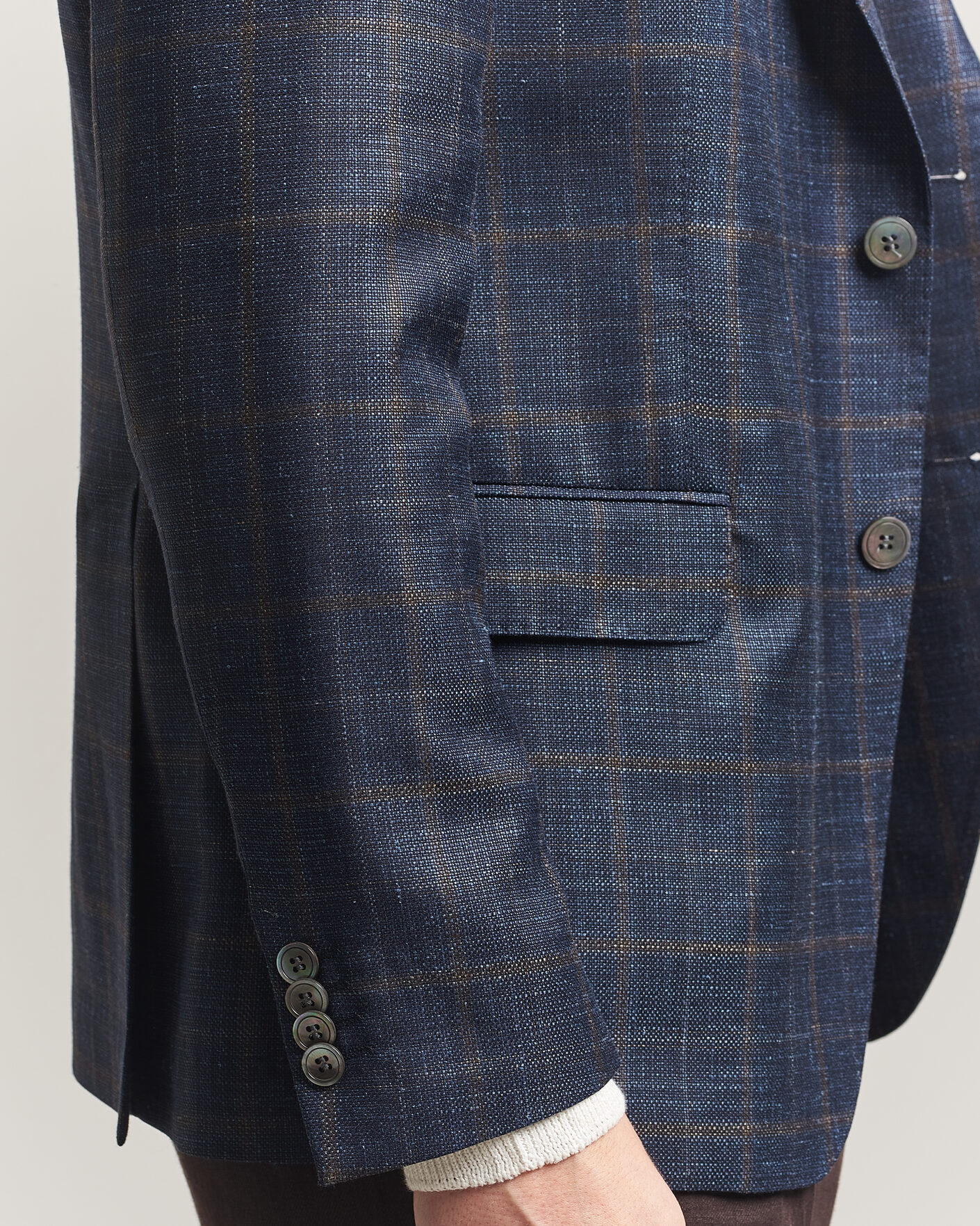 Herr | Kavajer | Oscar Jacobson | Ferry Patch Loro Piana Summertime Checked Blazer Navy