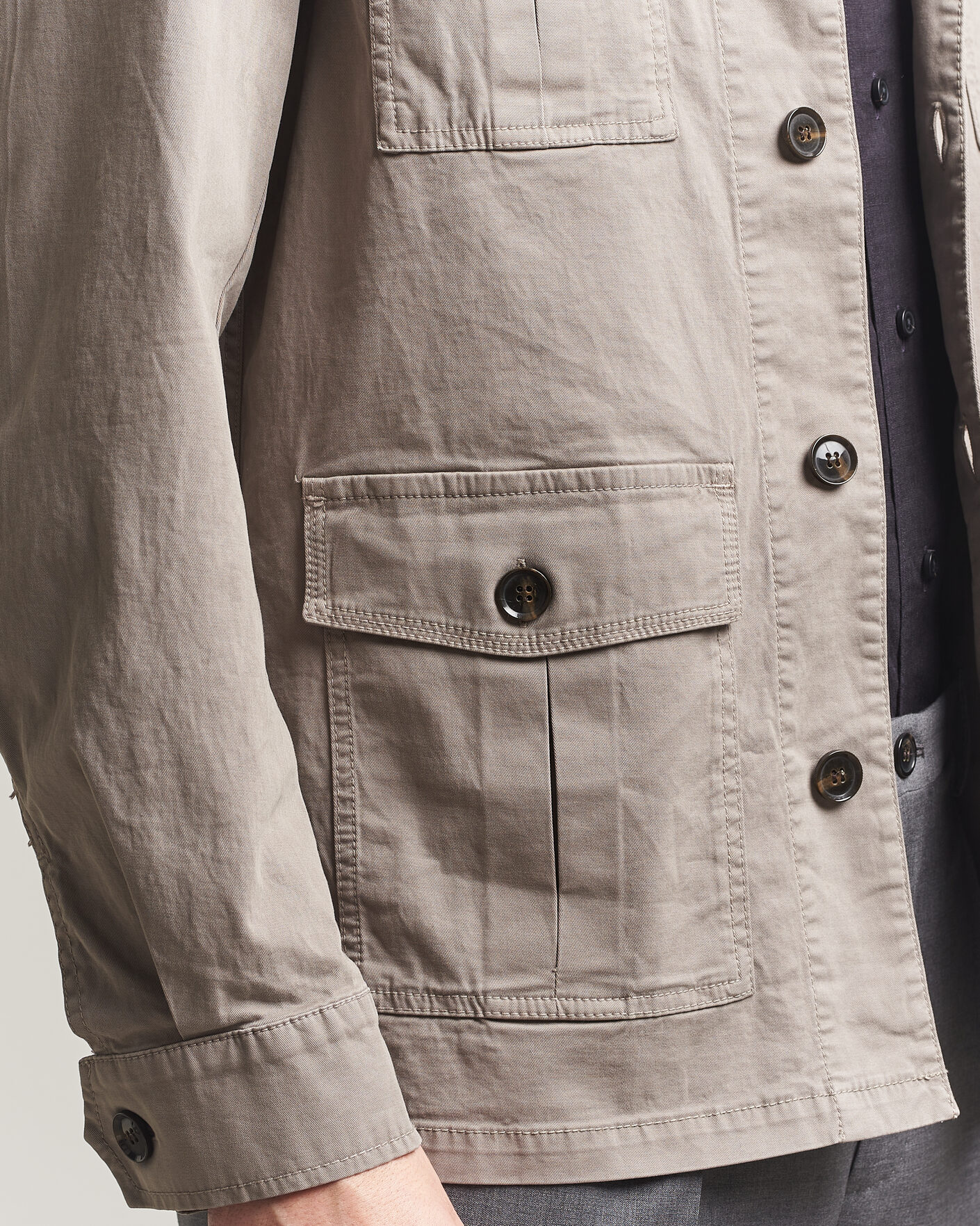 Herr | Skjortor | Oscar Jacobson | Safari Cotton Shirt Jacket Grey