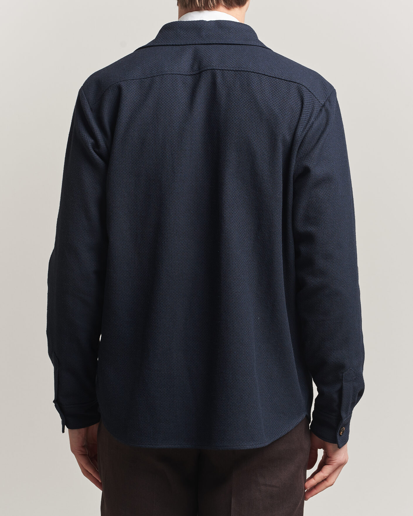Herr | Skjortor | Oscar Jacobson | Magnus Structure Cotton Overshirt Navy