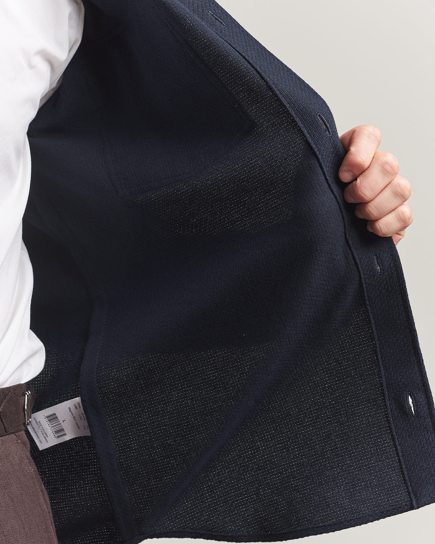 Herr | Skjortor | Oscar Jacobson | Magnus Structure Cotton Overshirt Navy