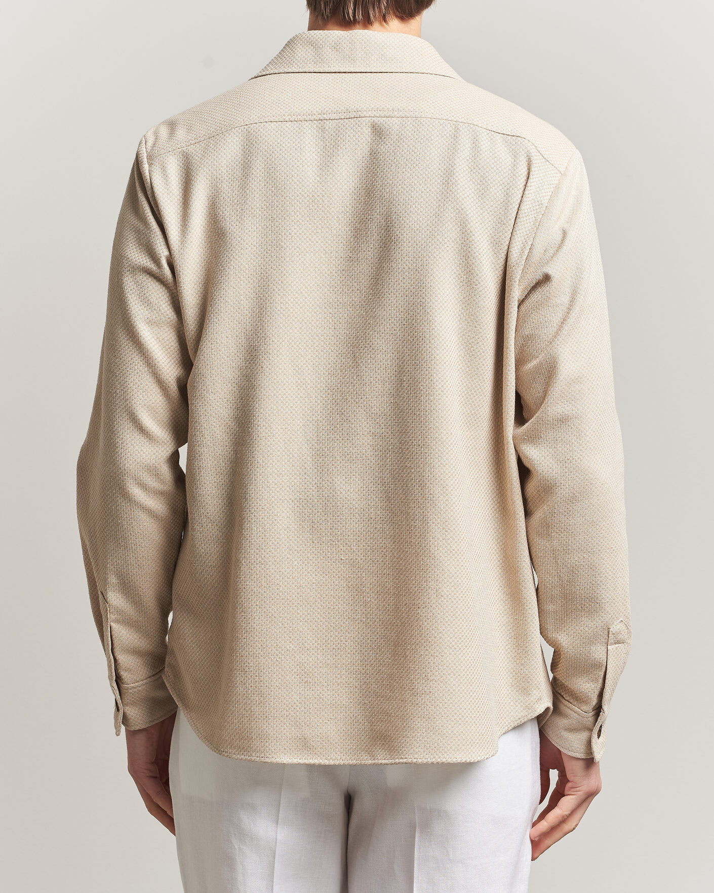 Herr | Skjortor | Oscar Jacobson | Magnus Structure Cotton Overshirt Beige