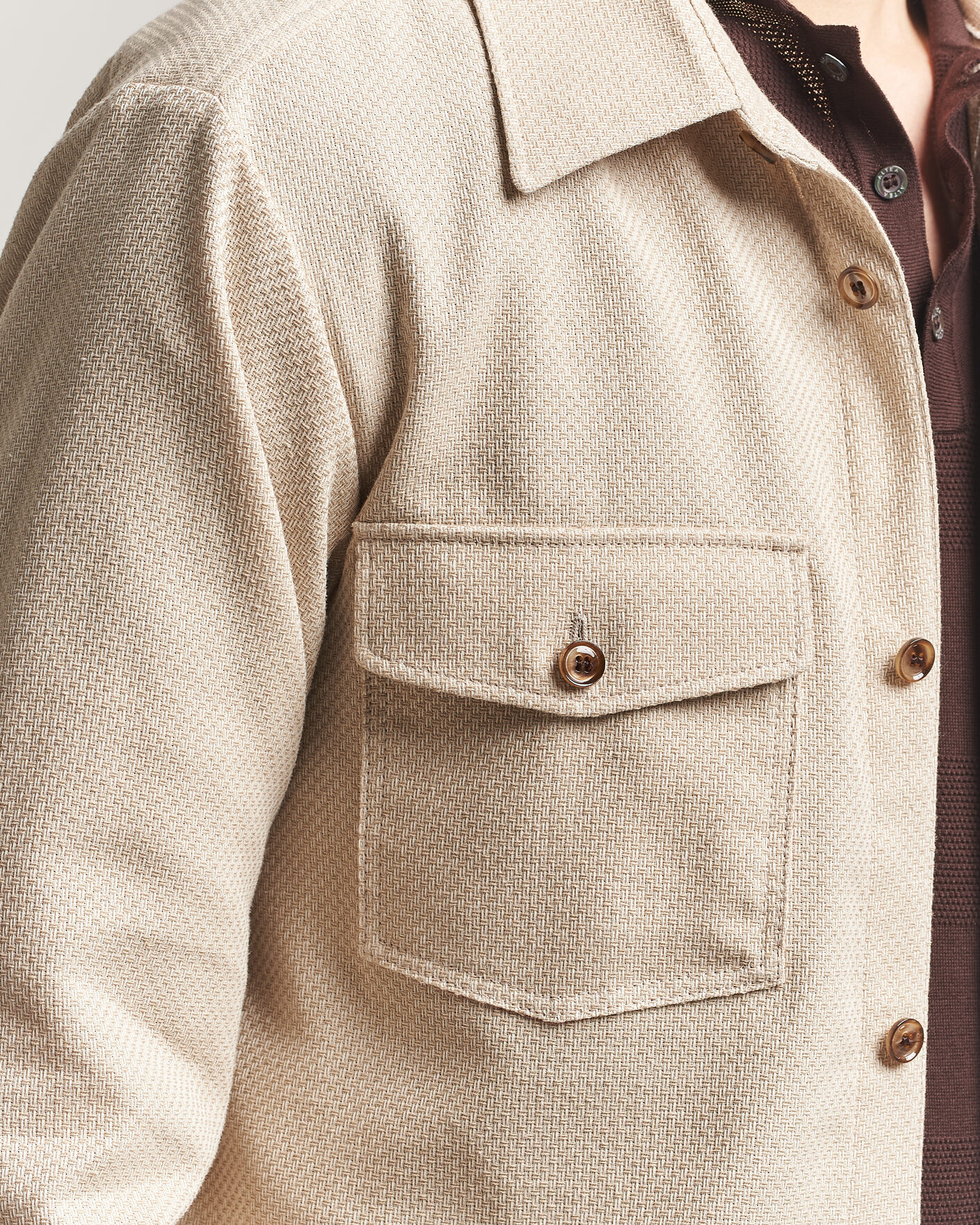 Herr | Skjortor | Oscar Jacobson | Magnus Structure Cotton Overshirt Beige