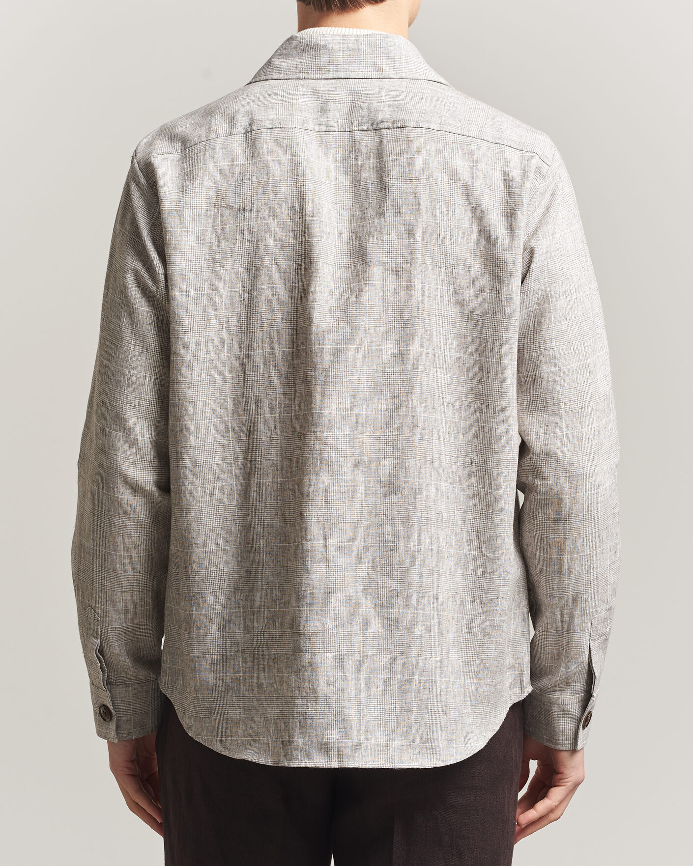 Herr | Skjortor | Oscar Jacobson | Magnus Checked Linen Overshirt Beige