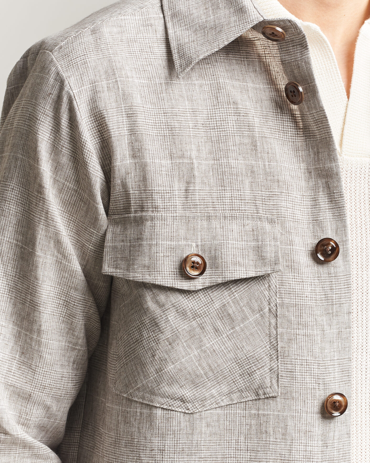 Herr | Skjortor | Oscar Jacobson | Magnus Checked Linen Overshirt Beige