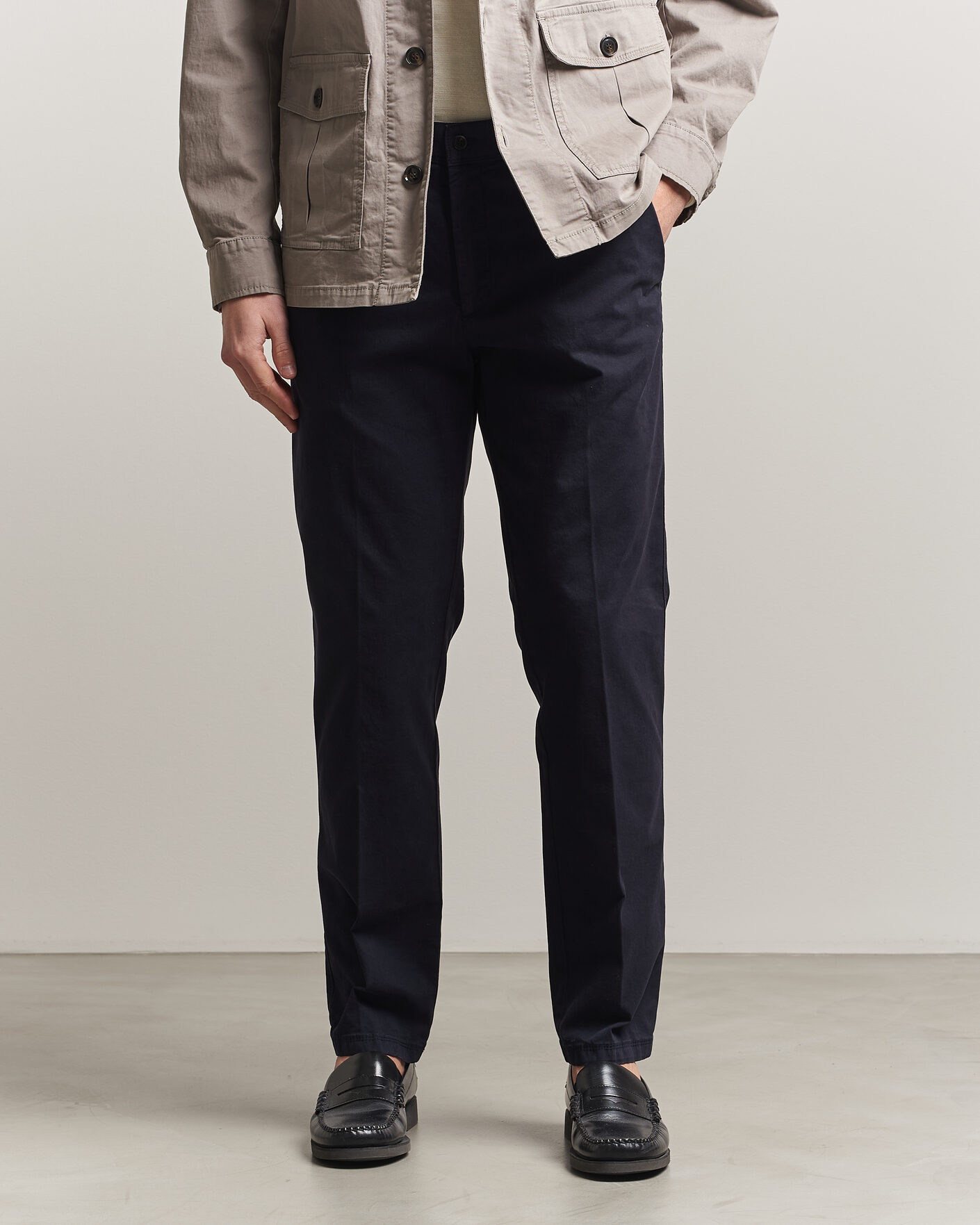 Herr | Byxor | Oscar Jacobson | Danik Cotton Trousers Navy