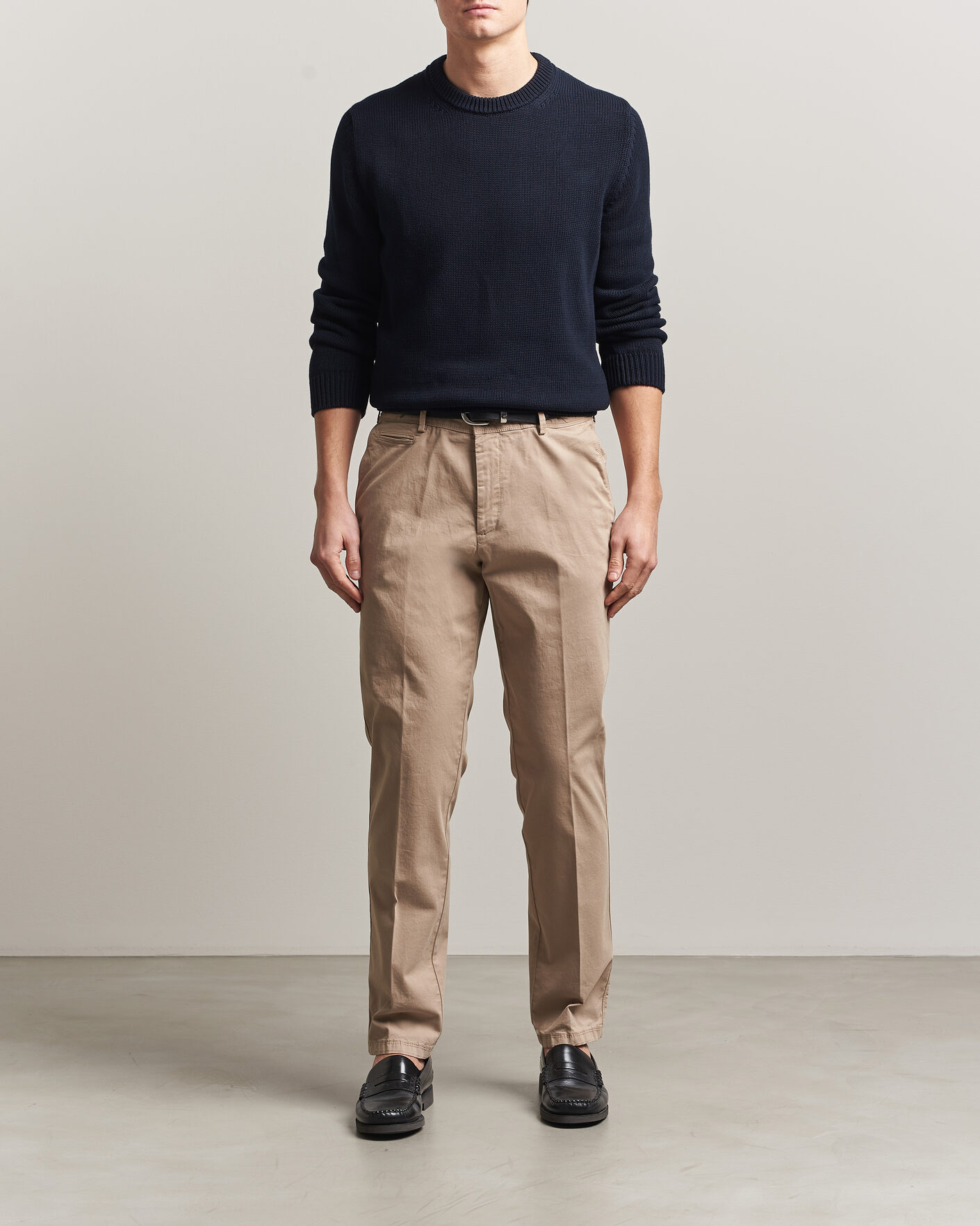 Herr | Byxor | Oscar Jacobson | Danik Cotton Trousers Beige