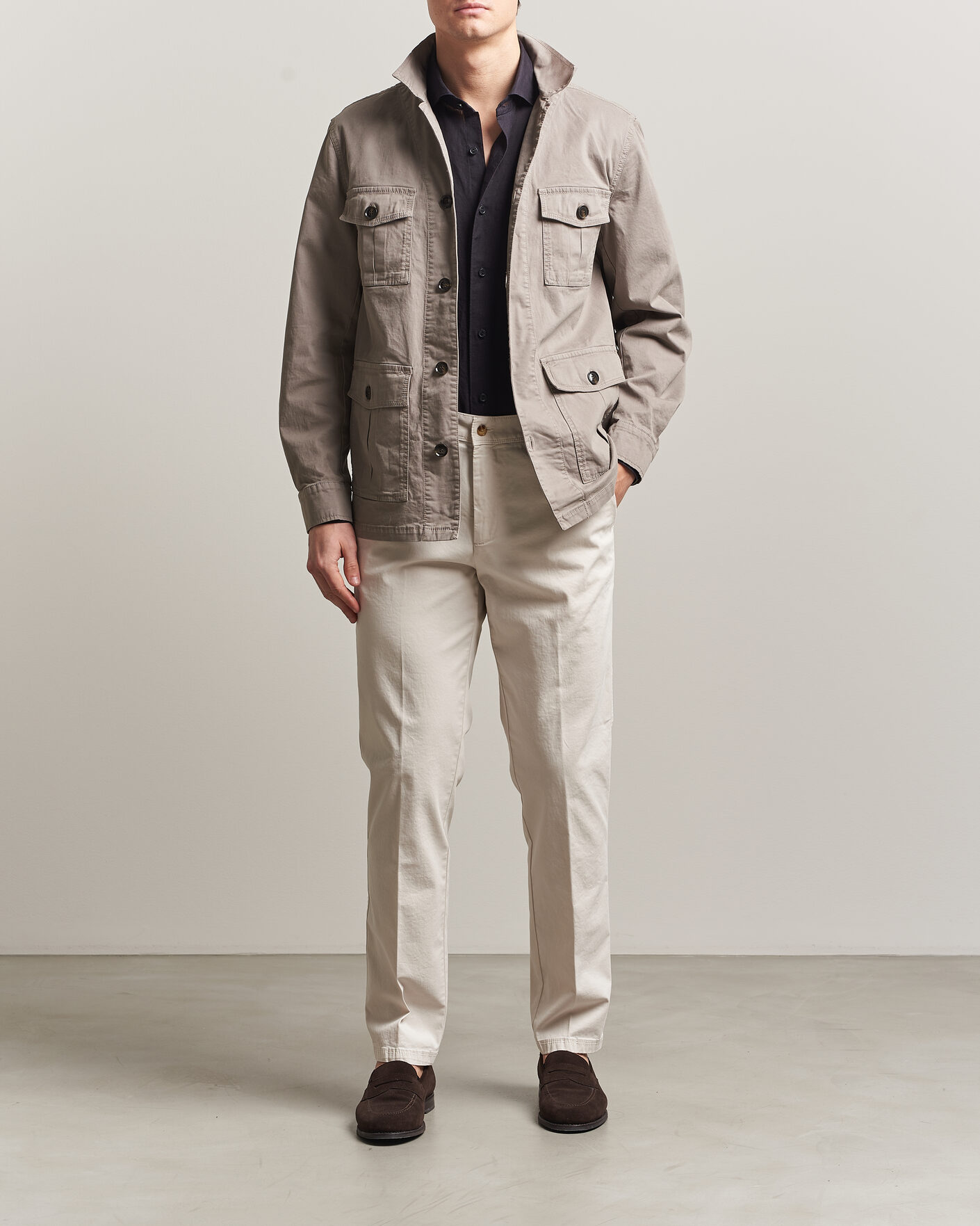 Herr | Byxor | Oscar Jacobson | Danik Cotton Trousers White